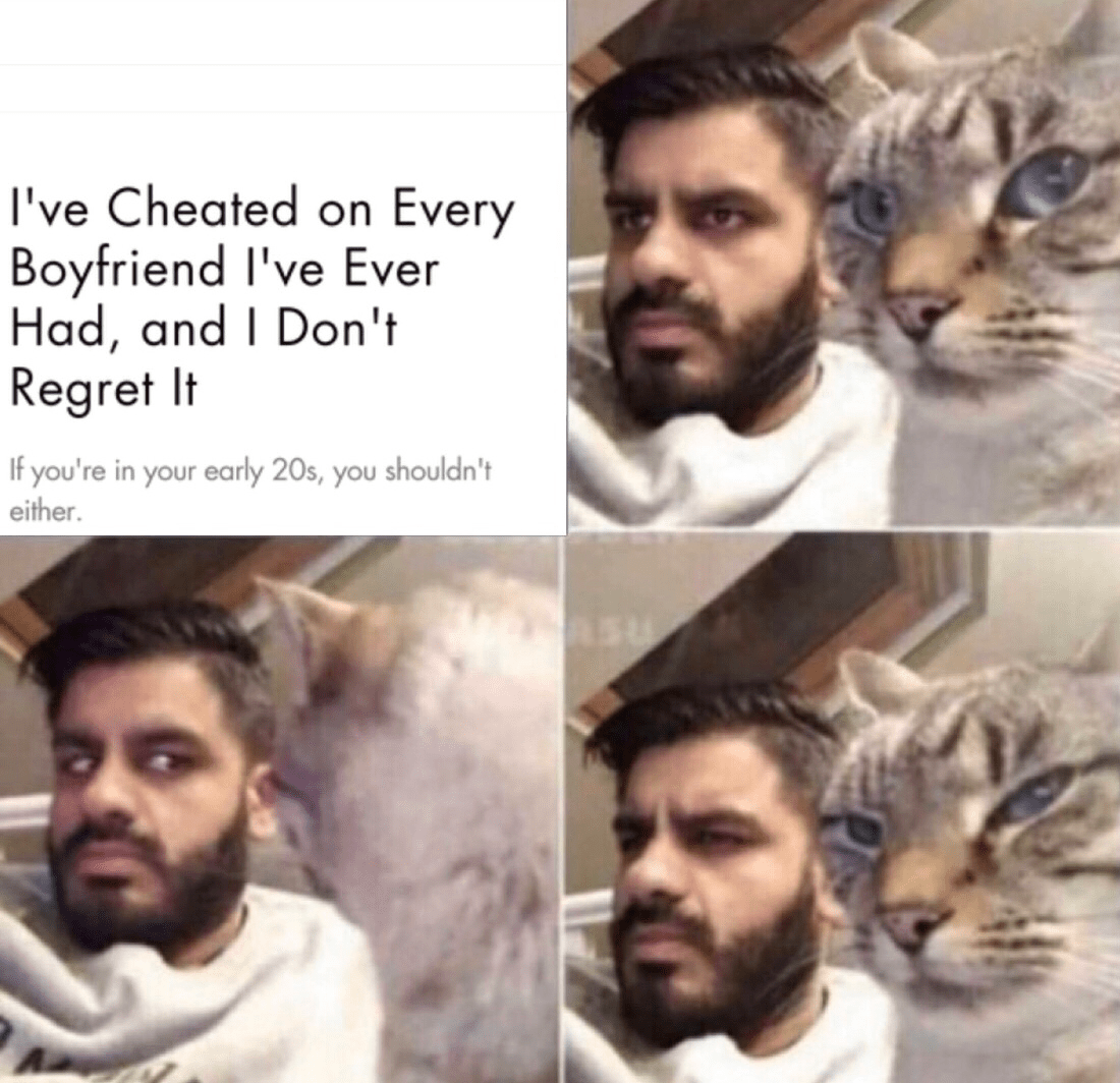 Man and cat looking at each other suspiciously MemeTemplatesOfficial