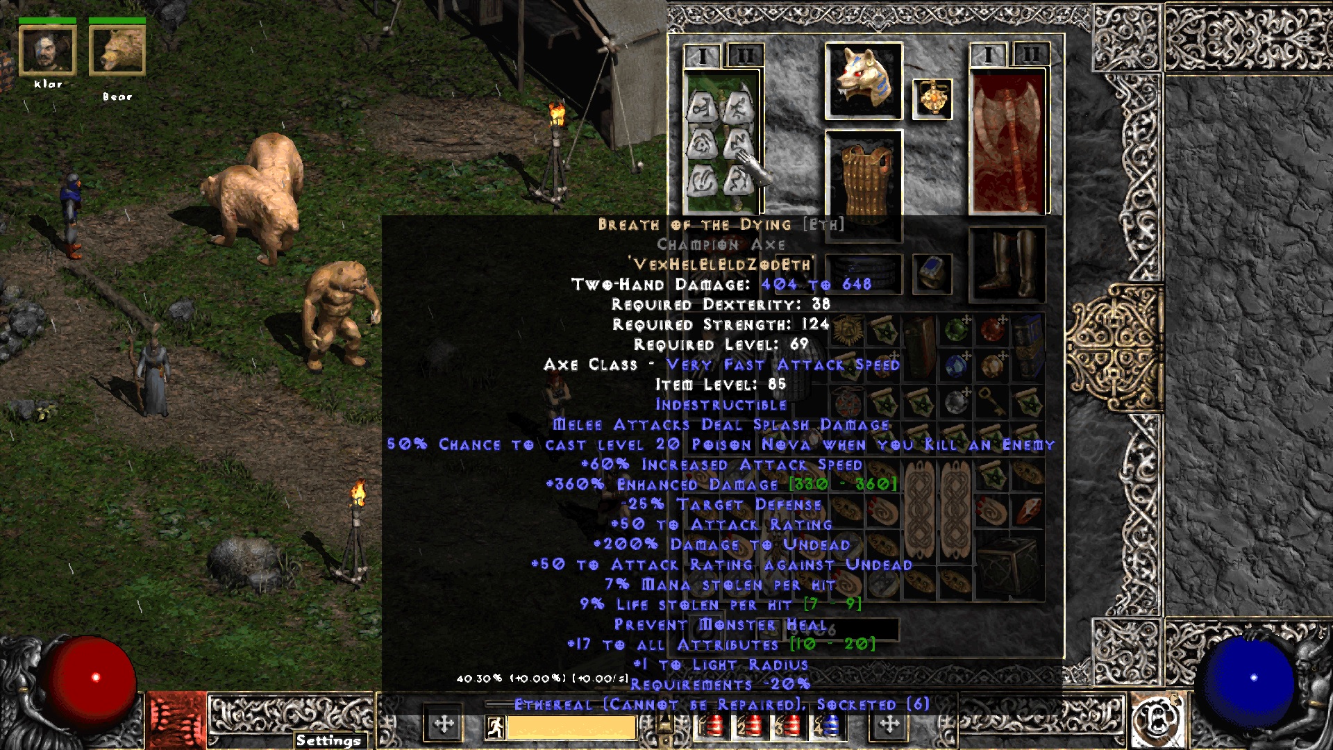 Werebear and the bear boys build is coming together! r/ProjectDiablo2