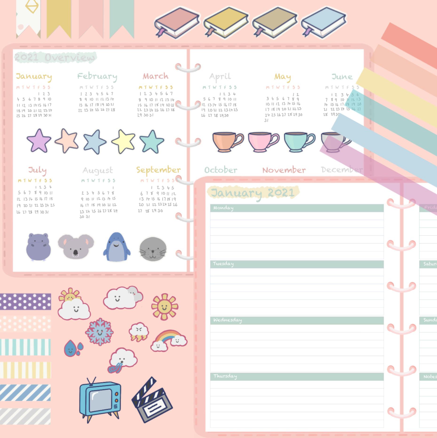 Free 2021 Planner / Journal and sticker collection. Made one for myself