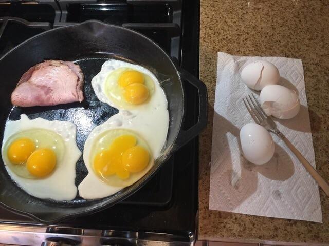 Three two yolk eggs in a row. nevertellmetheodds