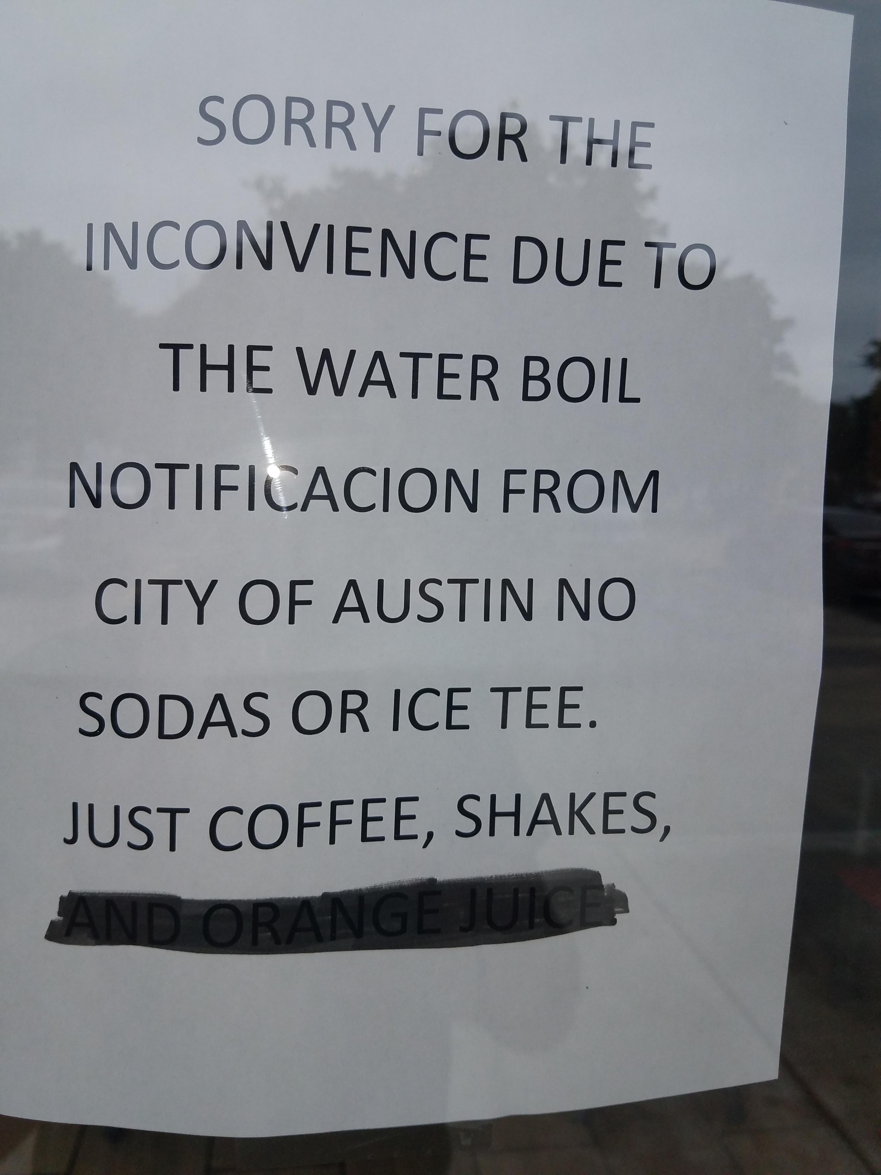 I think the best thing about the boil water order is all the hilariously misspelled signs. r