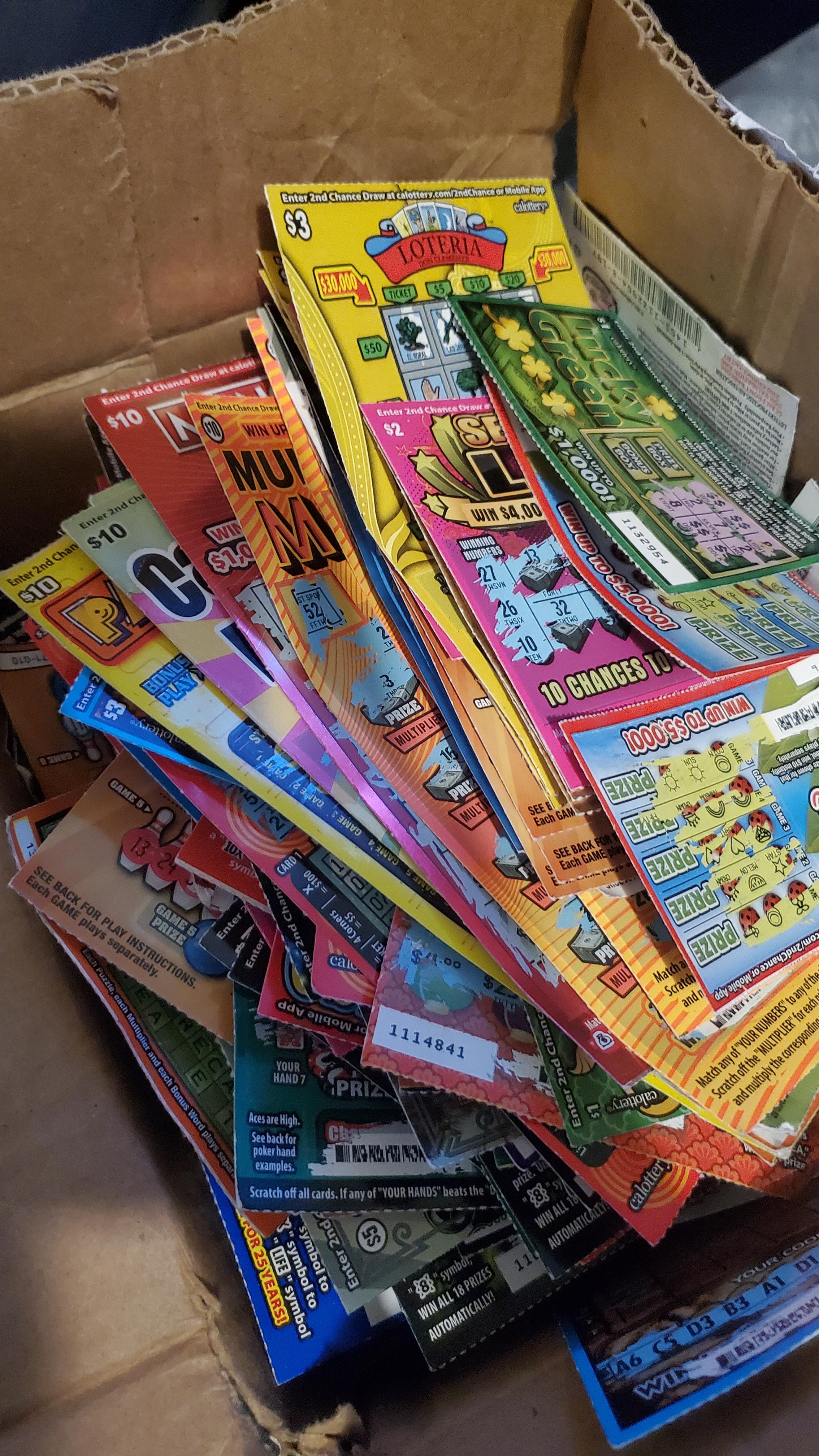 2nd chance Scratchers. About 1000 or so worth of tickets. Give or take