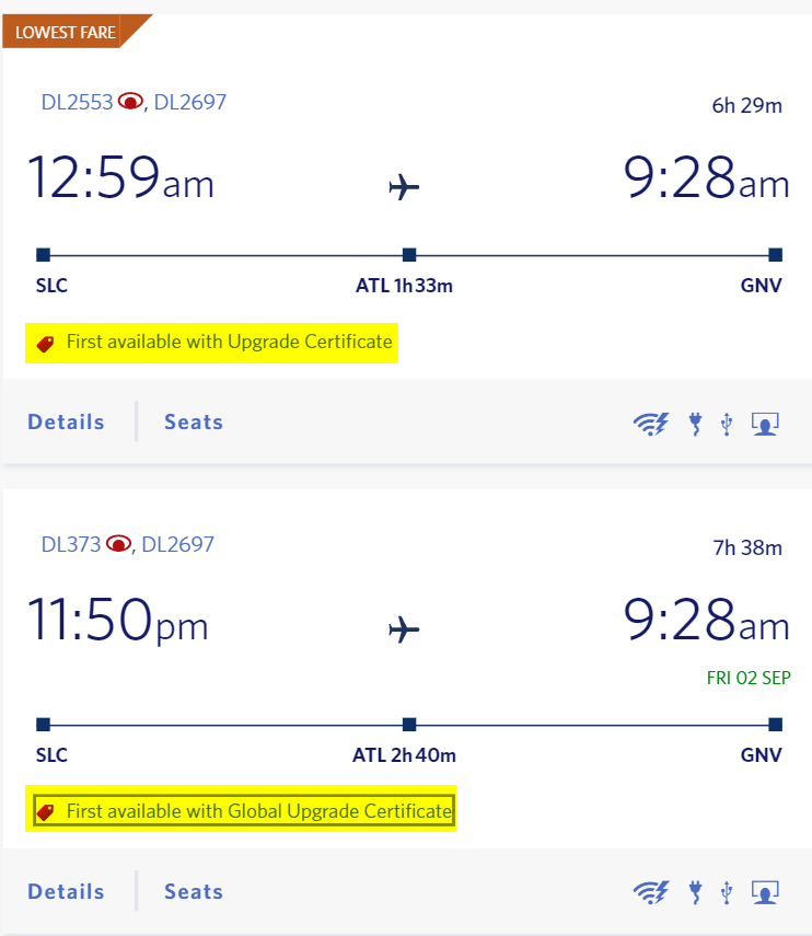 Flight is Regional, but Delta says "First Available with Global Upgrade