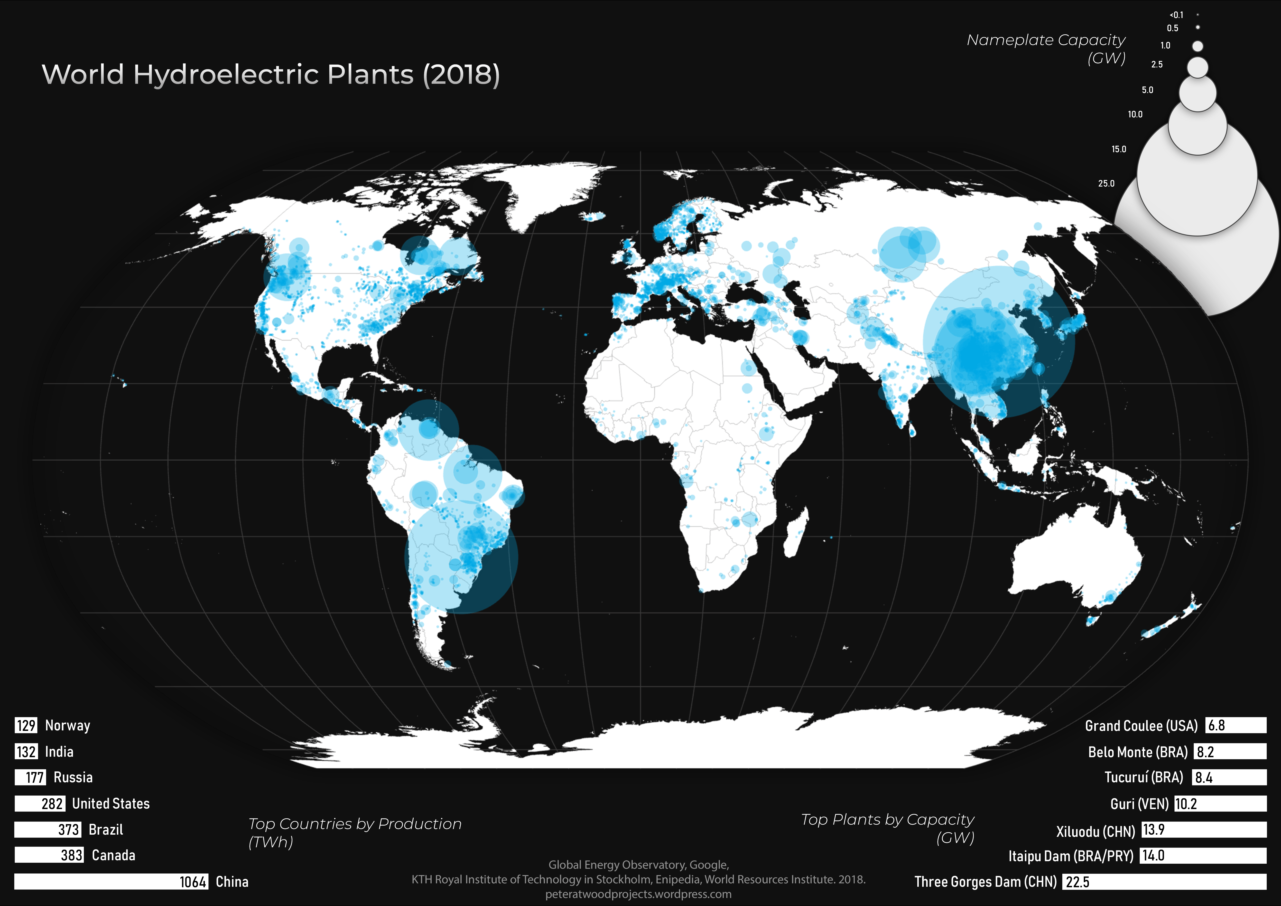 World Hydroelectric Power Plants [OC] r/MapPorn
