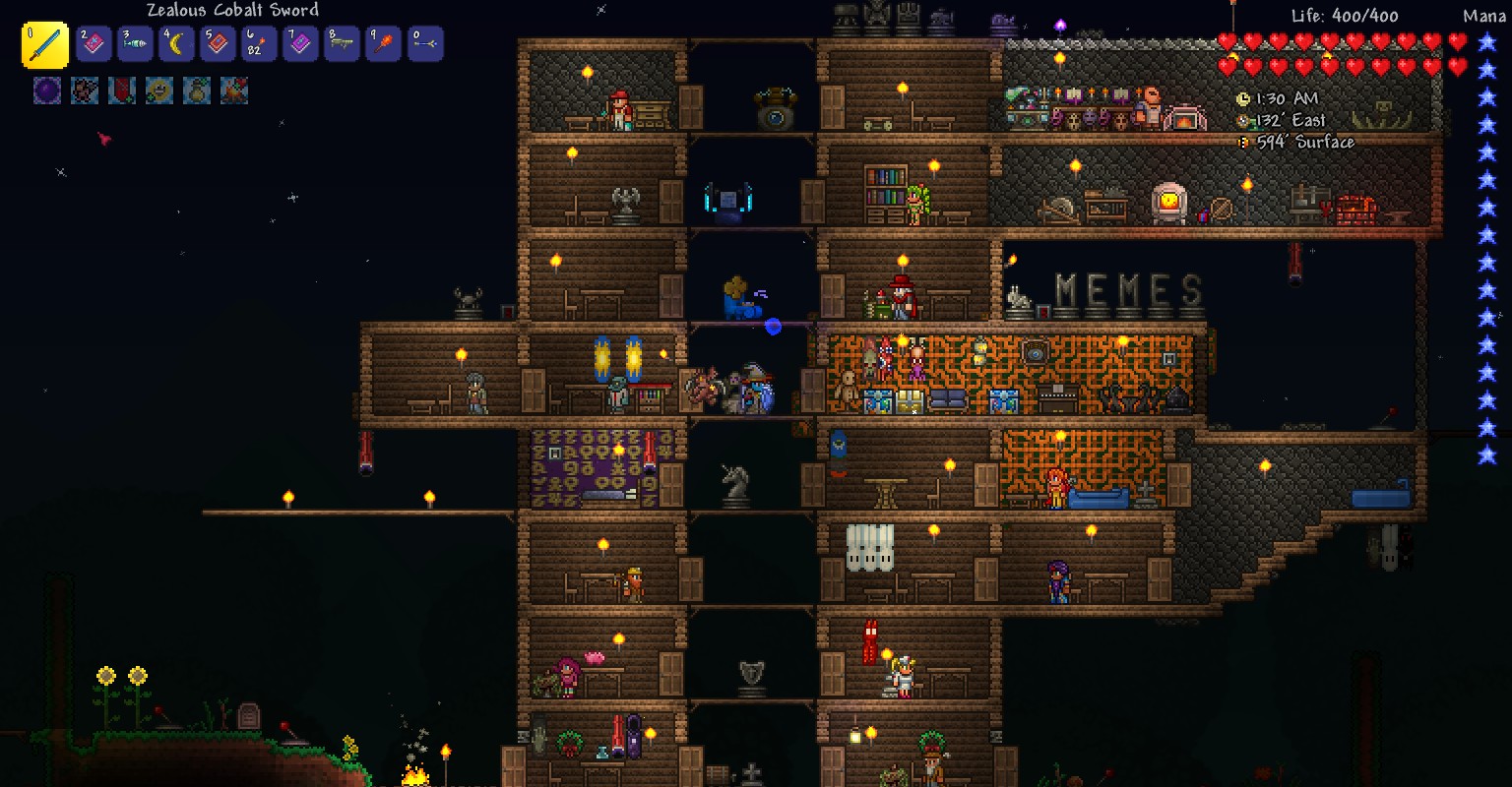 My Current House Setup (With Wire Platforms) r/Terraria