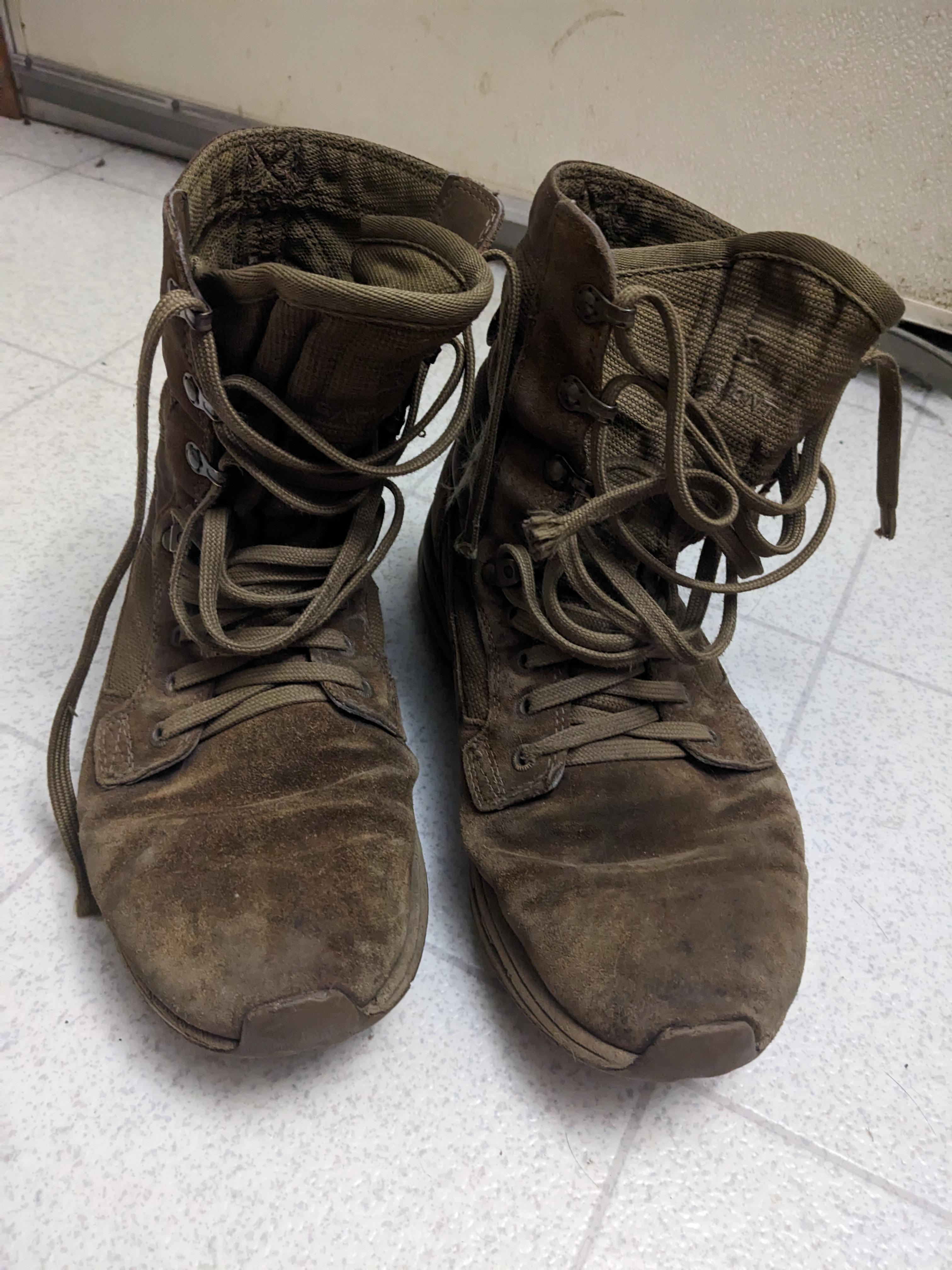 My uniform boots. These have seen hundreds of miles of ruck marches and