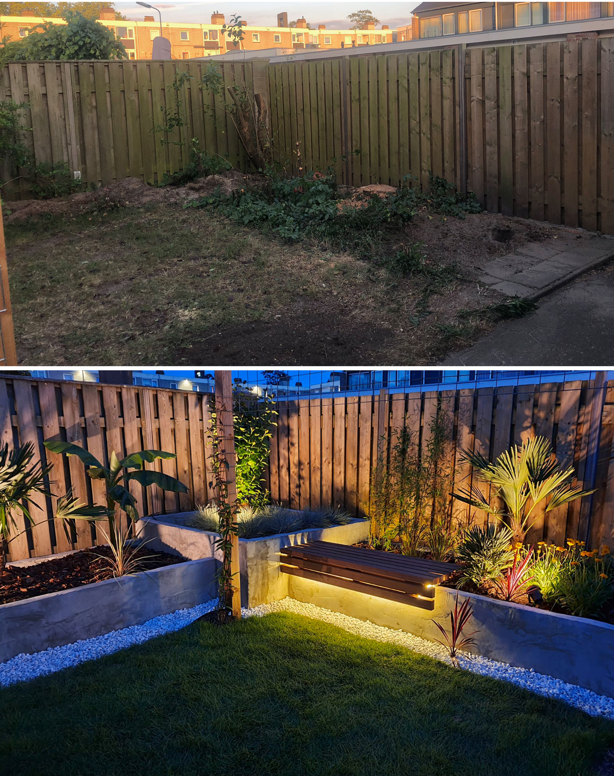 Before and after lockdown backyard r/garden