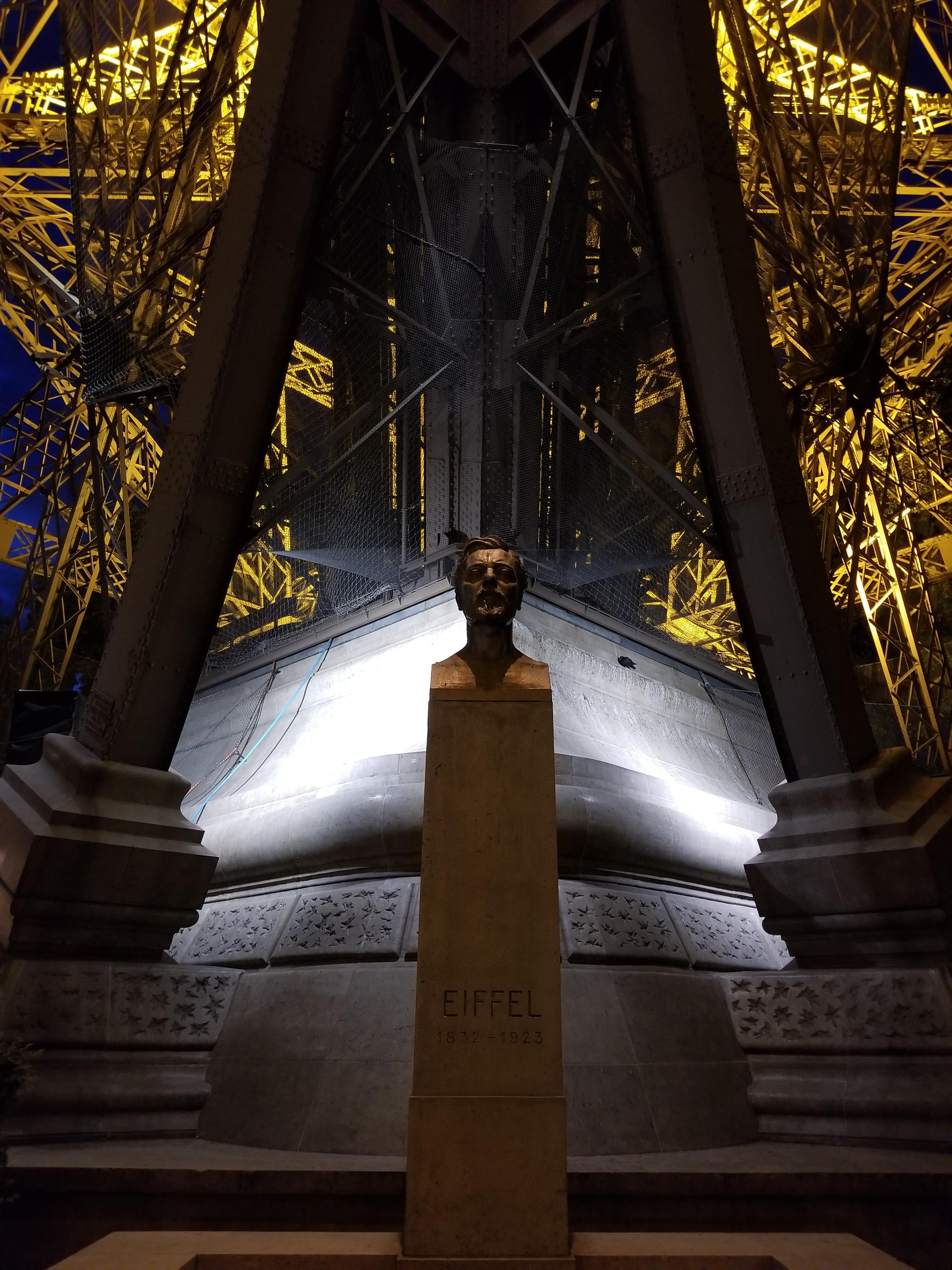I took a picture at the base of the Eiffel Tower, and it looks like