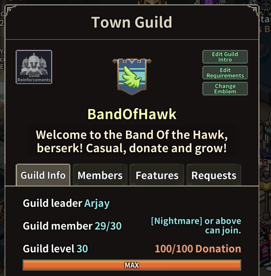 BandOfHawk recruiting; lvl 30 guild, discord available r/EvilHunterTycoon