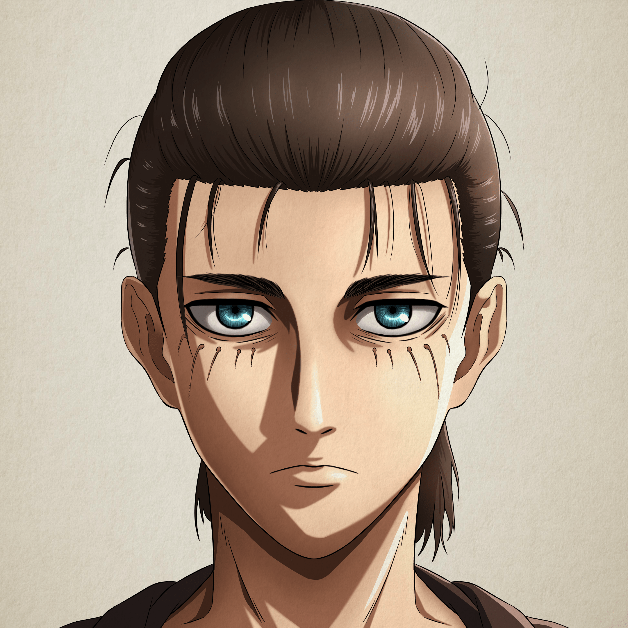 I tried to draw s4 Eren in Wit Studio's style titanfolk