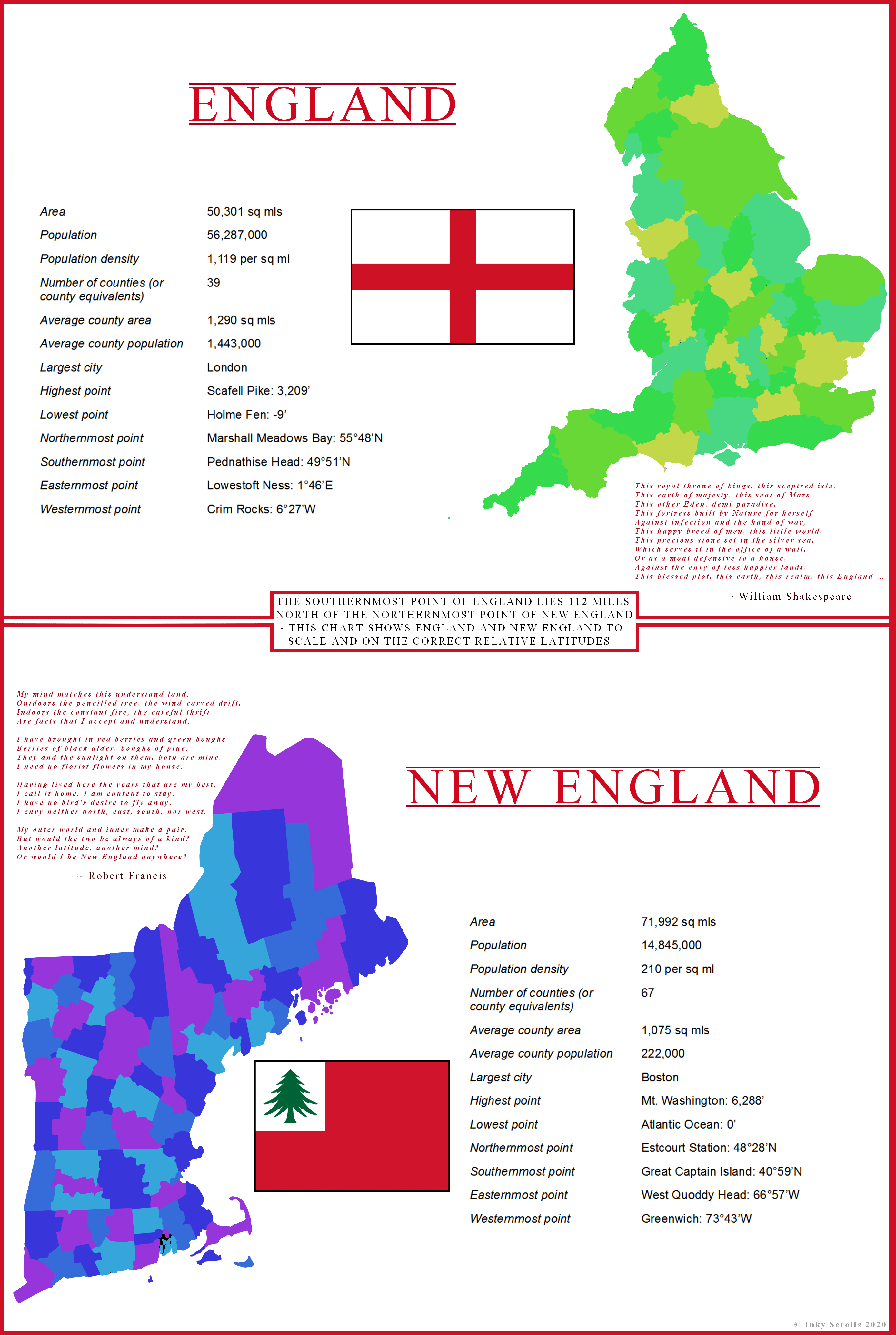 Map Of England And New England Comparison of England and New England MapPorn