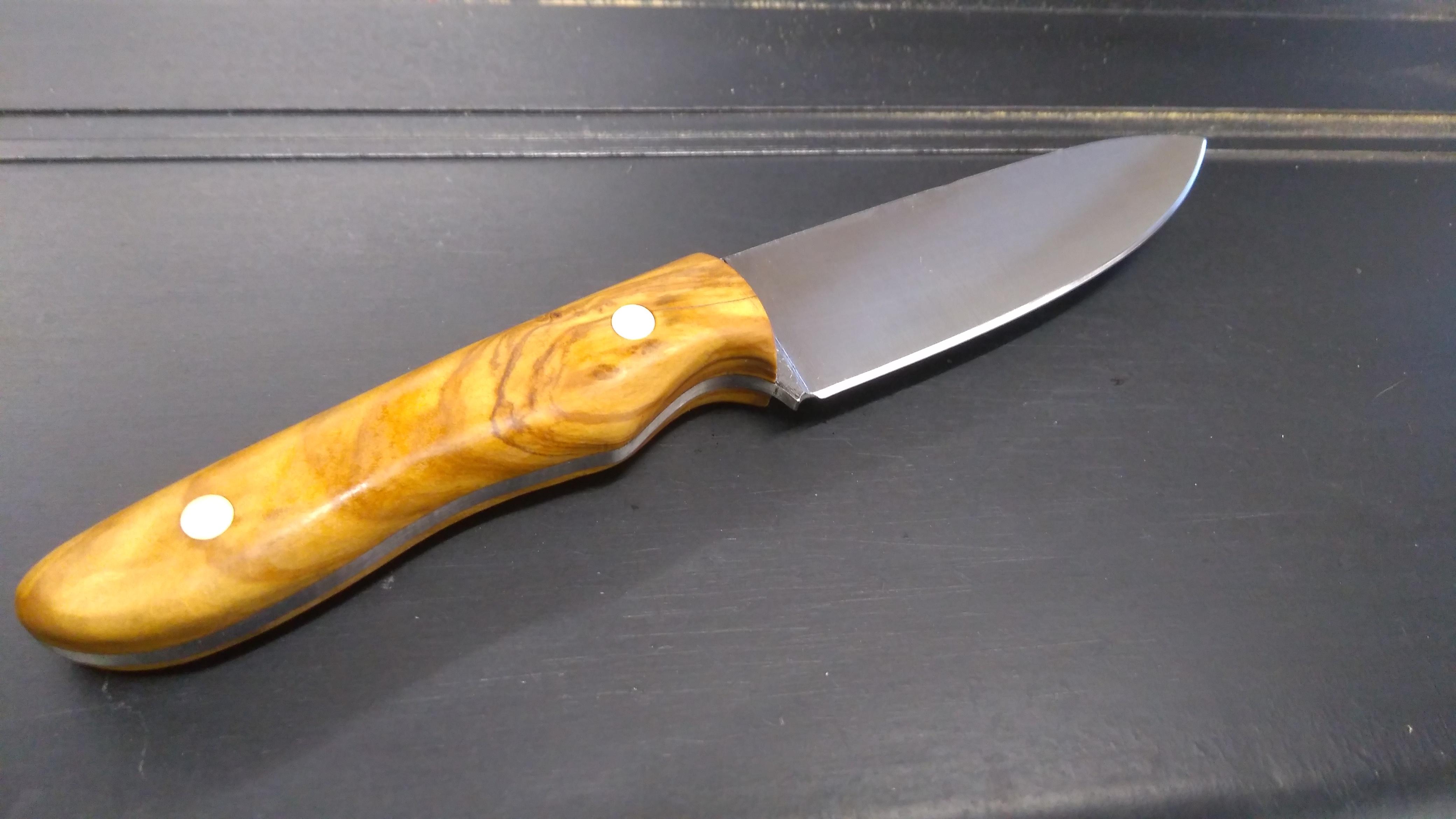 Olivewood and 52100 Ball Bearing Steel Knife r/knifemaking