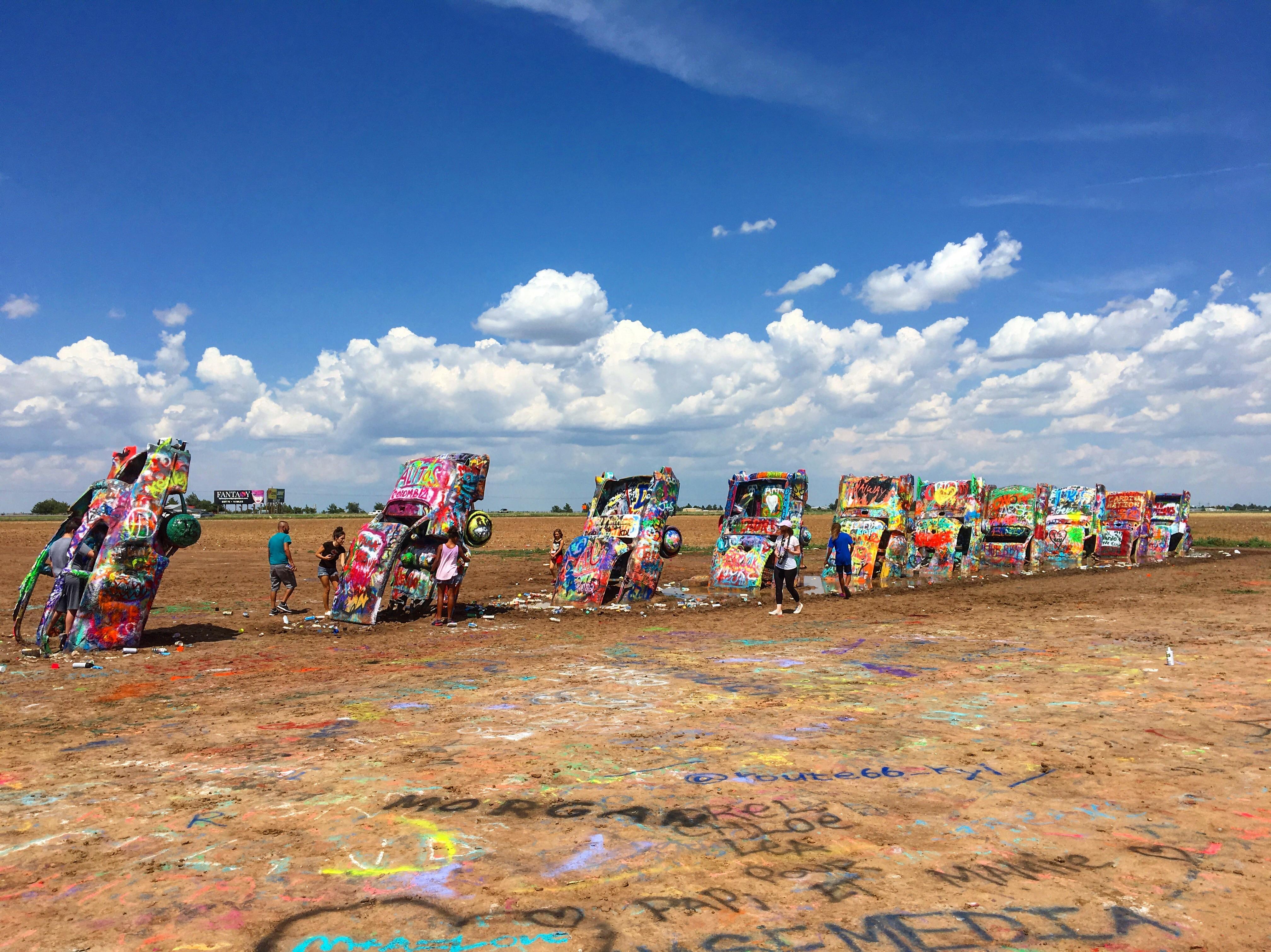 Cadillac ranch. Amarillo Texas. My kids were not happy about the stop