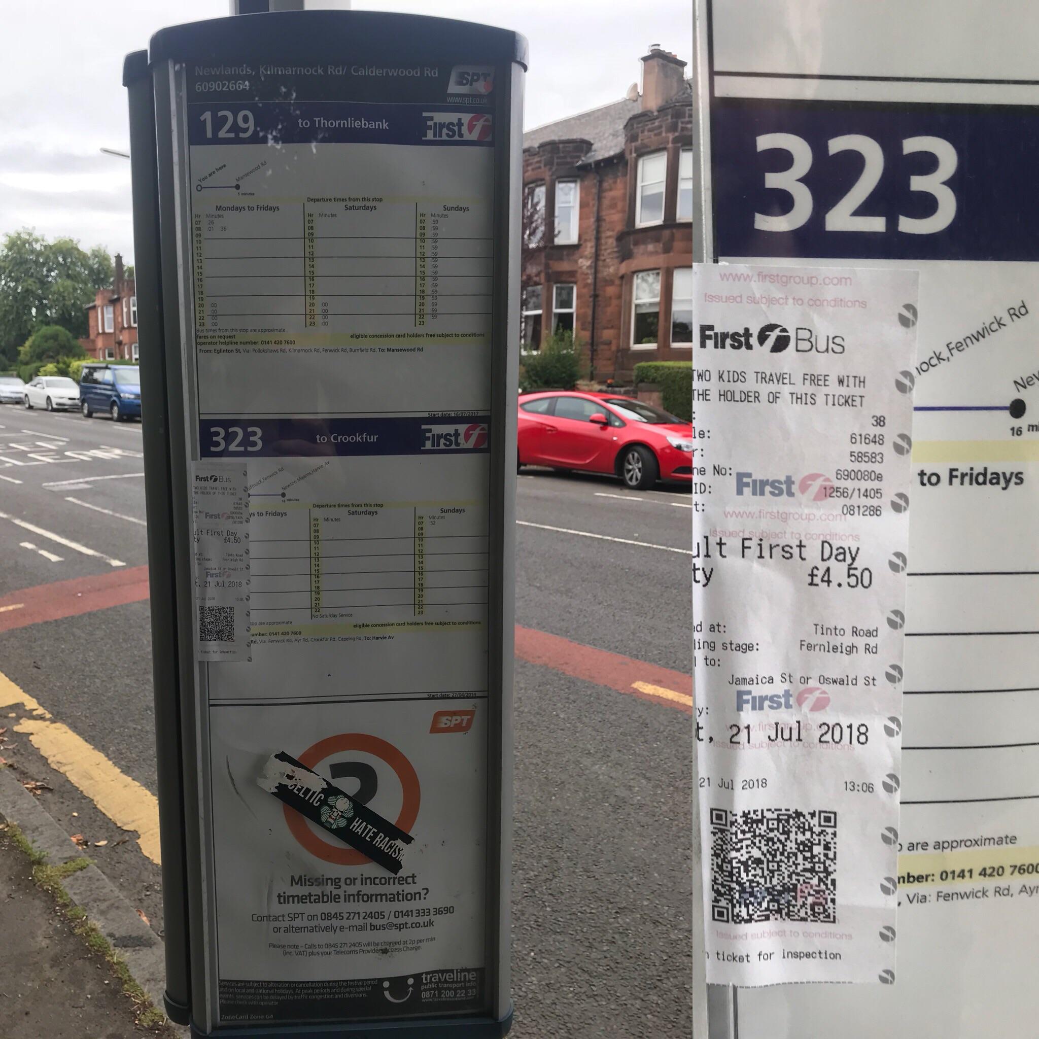 All day ticket on Kilmarnock Rd if anyone needs it. Just after Newlands