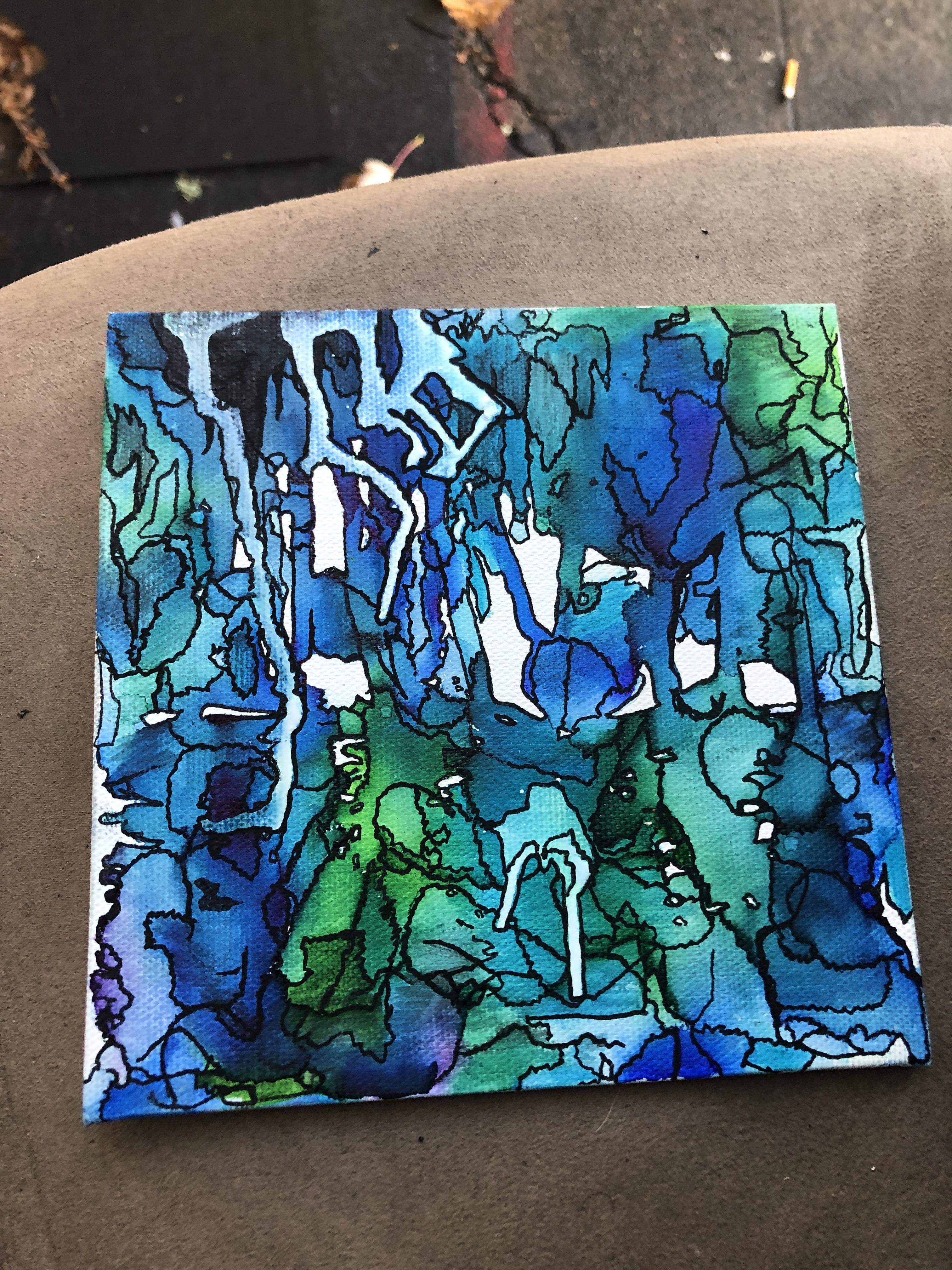 Blur, sharpie & rubbing alcohol, 4x6 r/Art