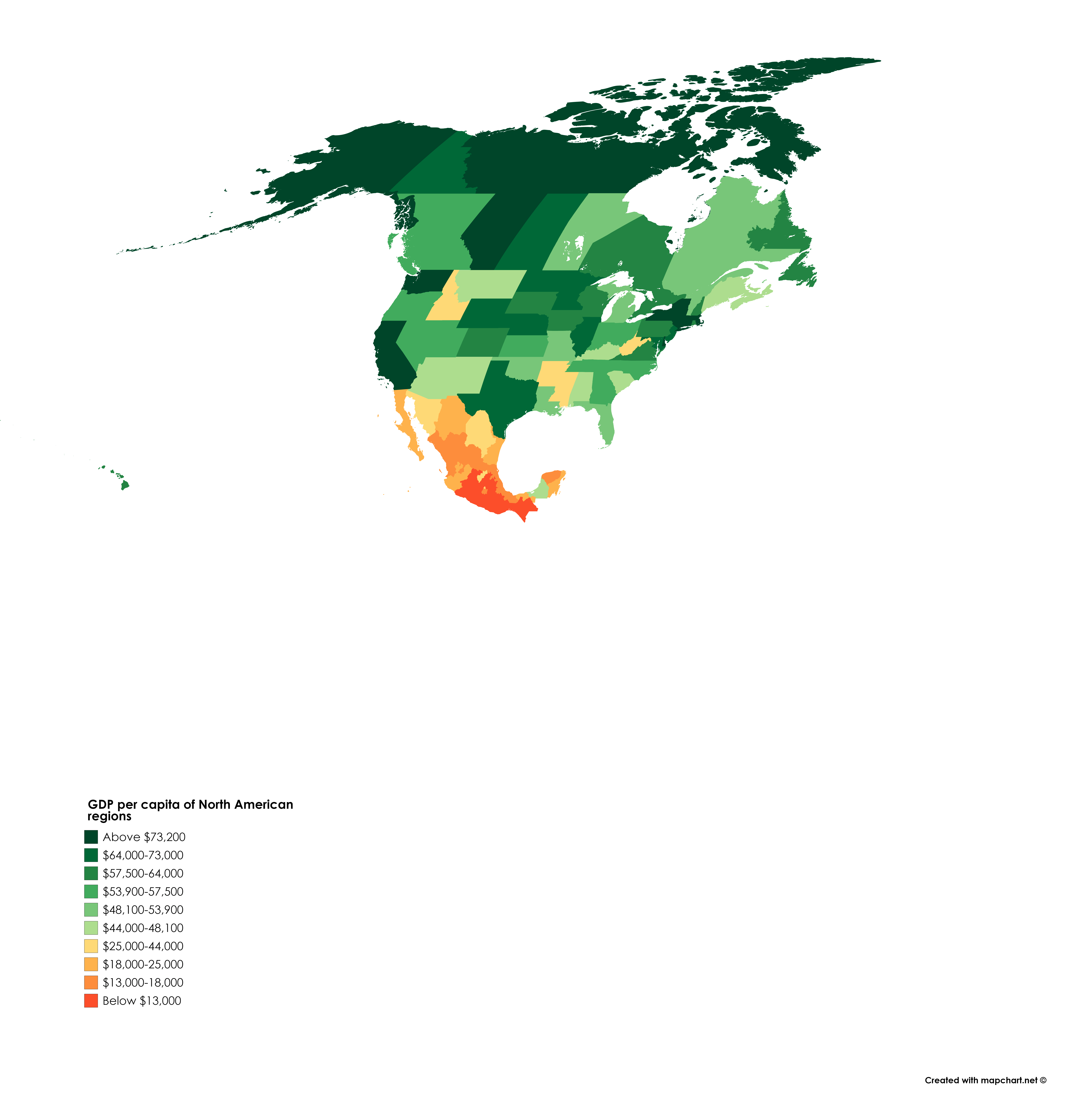 Cmsa Gdp Map Of North America GDP per capita of North American Regions (Sources Statcan, Bureau of