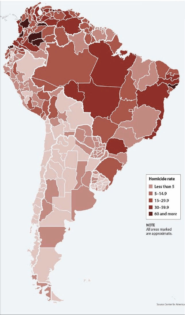 Homicide rate in South America by subnational entities [644x1098] r