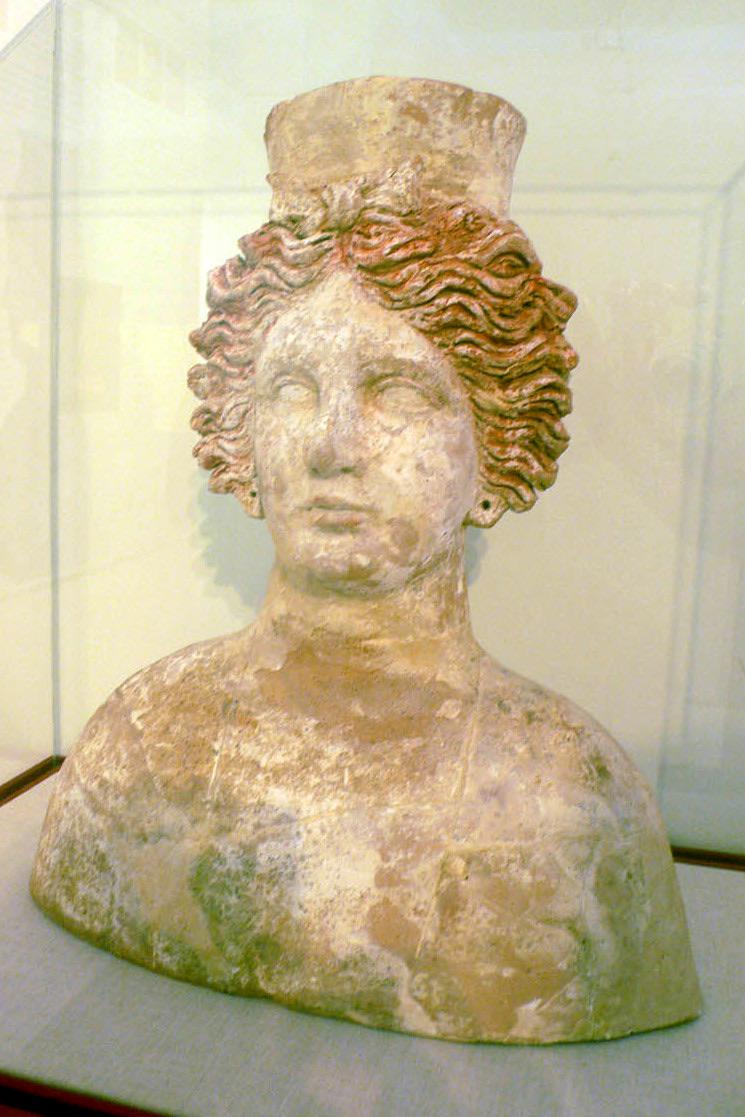 Carthaginian bust of Phoenician goddess Tanit. She was a heavenly