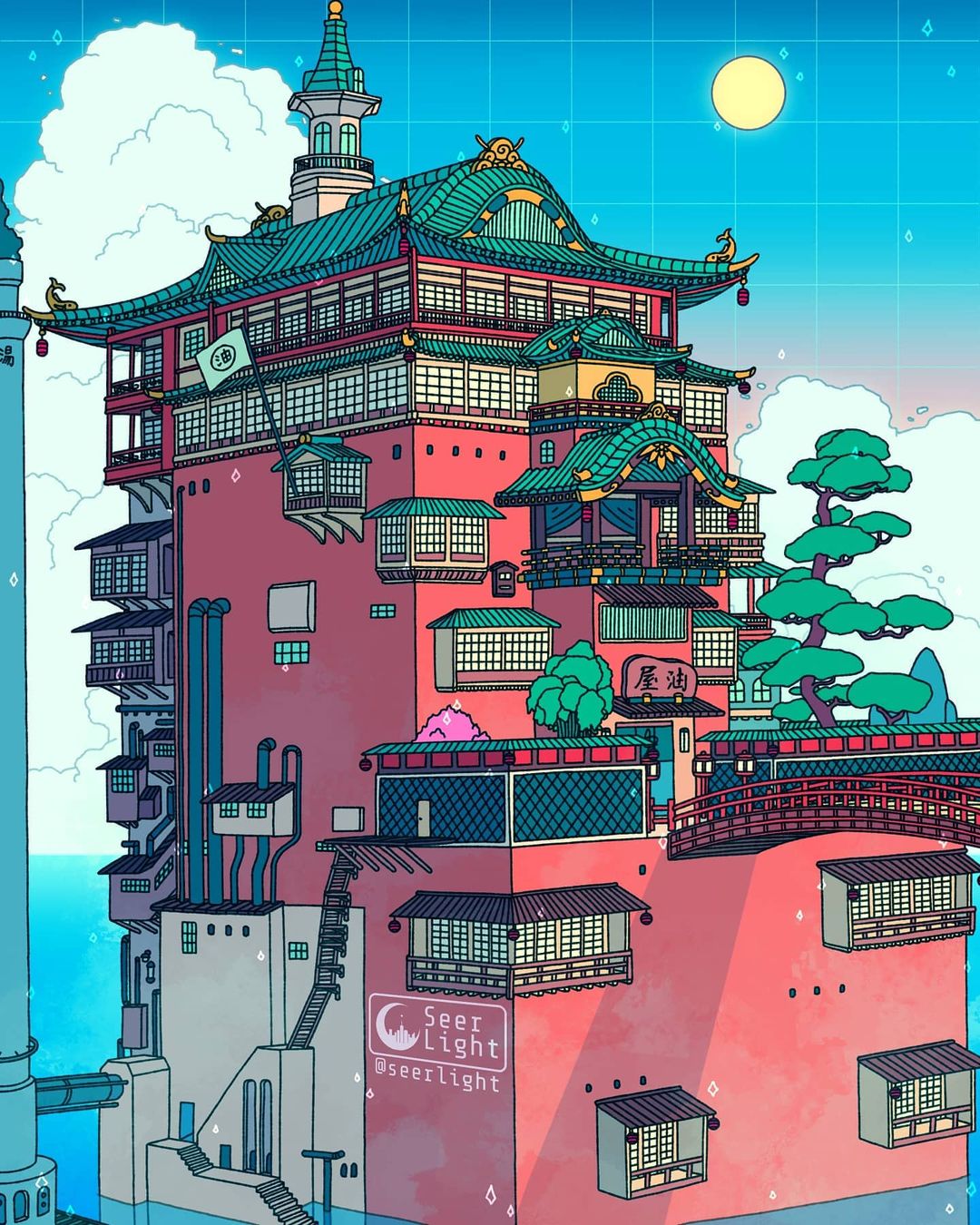 Spirited Away Bathhouse by SeerLight r/ImaginaryArchitecture
