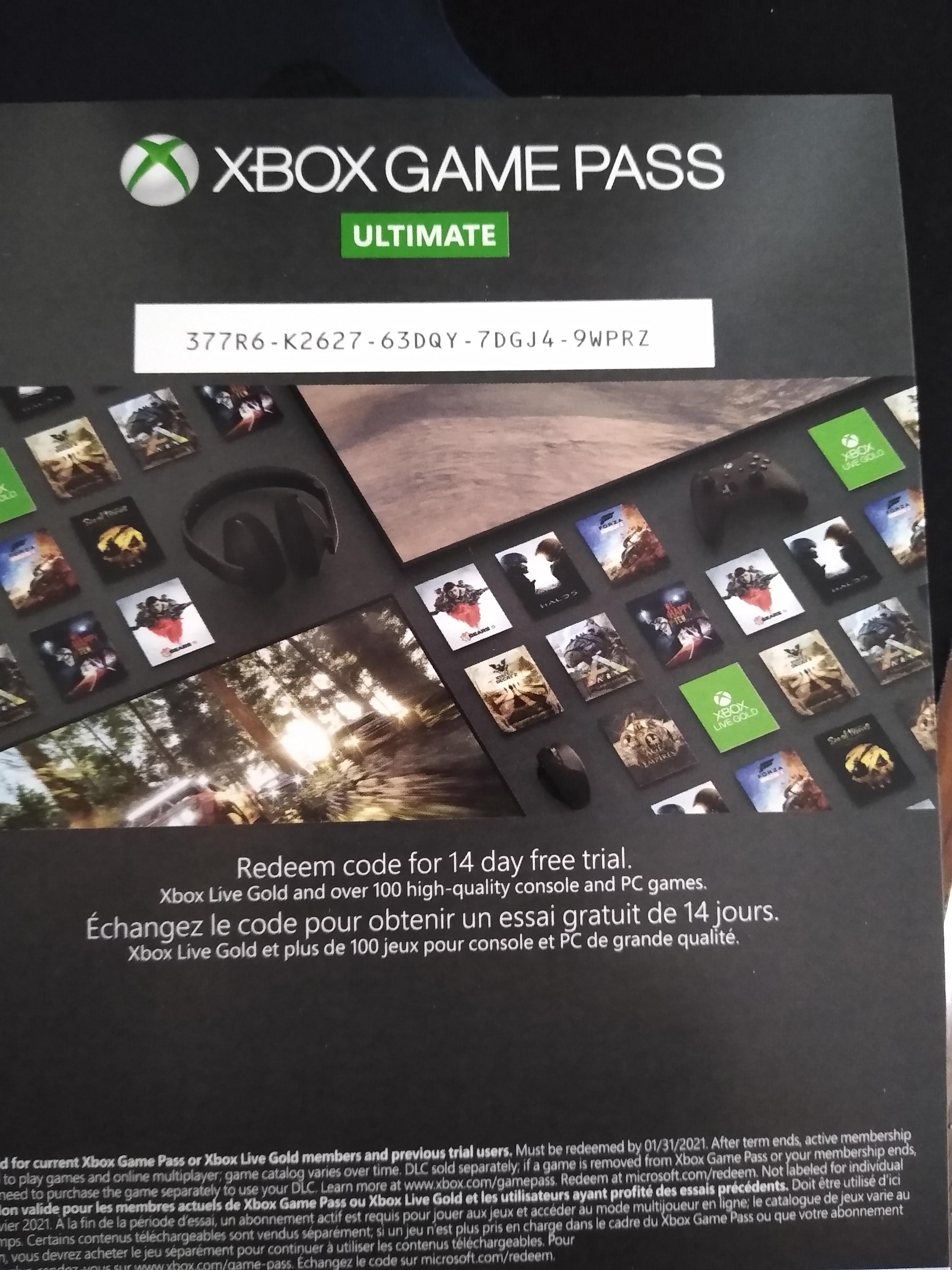 Unused game pass trial. First come first serve r/xbox
