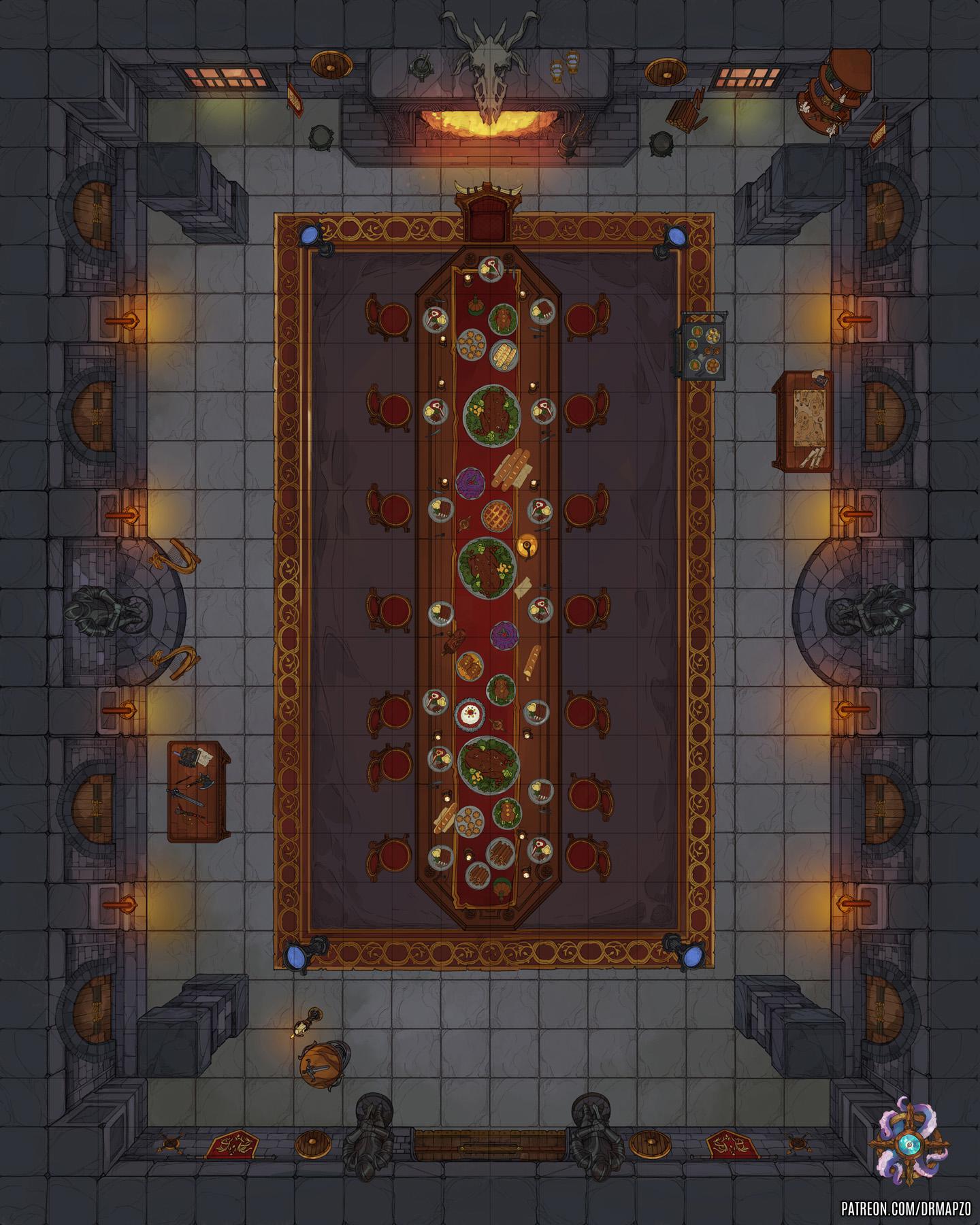 Dining Room Battle Map 20x25 r/Roll20