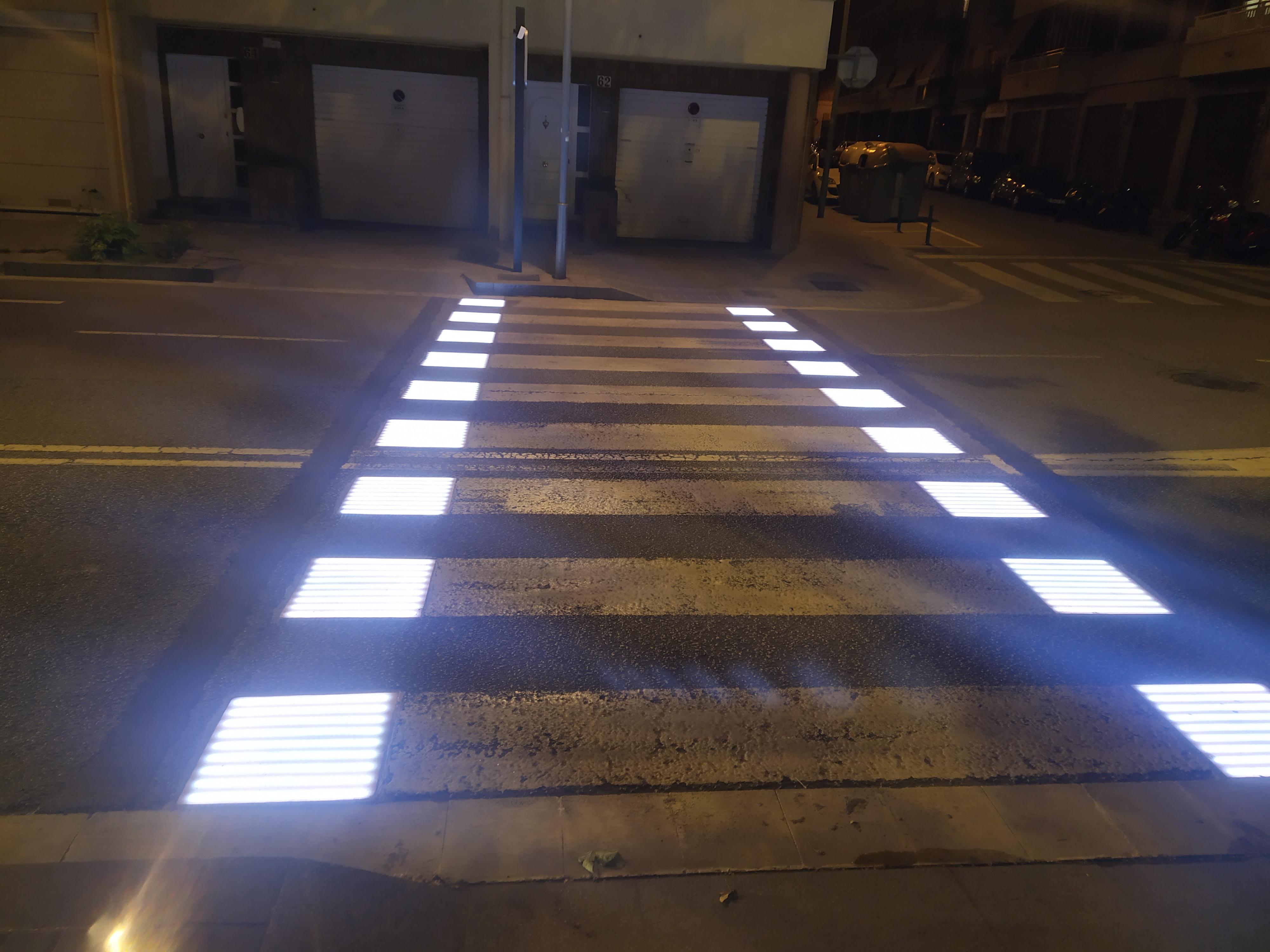 This crosswalk lights up when you cross to improve visibility for the