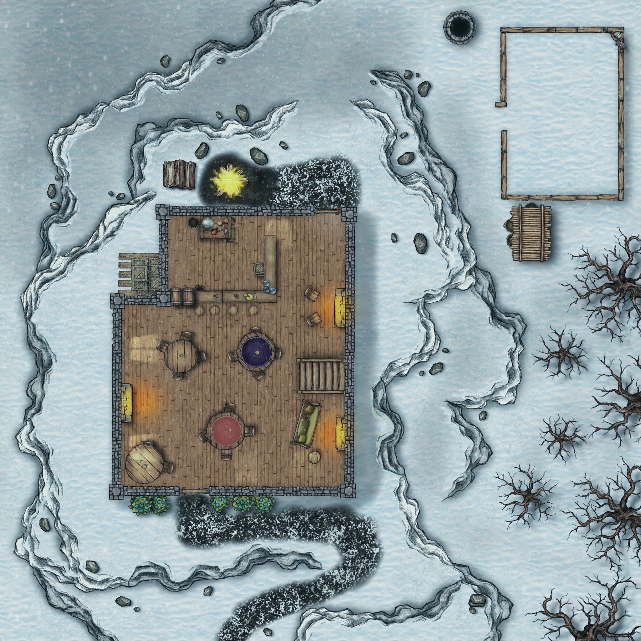 [Battlemap] Rural Inn and Tavern 4/10 Winter Inn and Tavern
