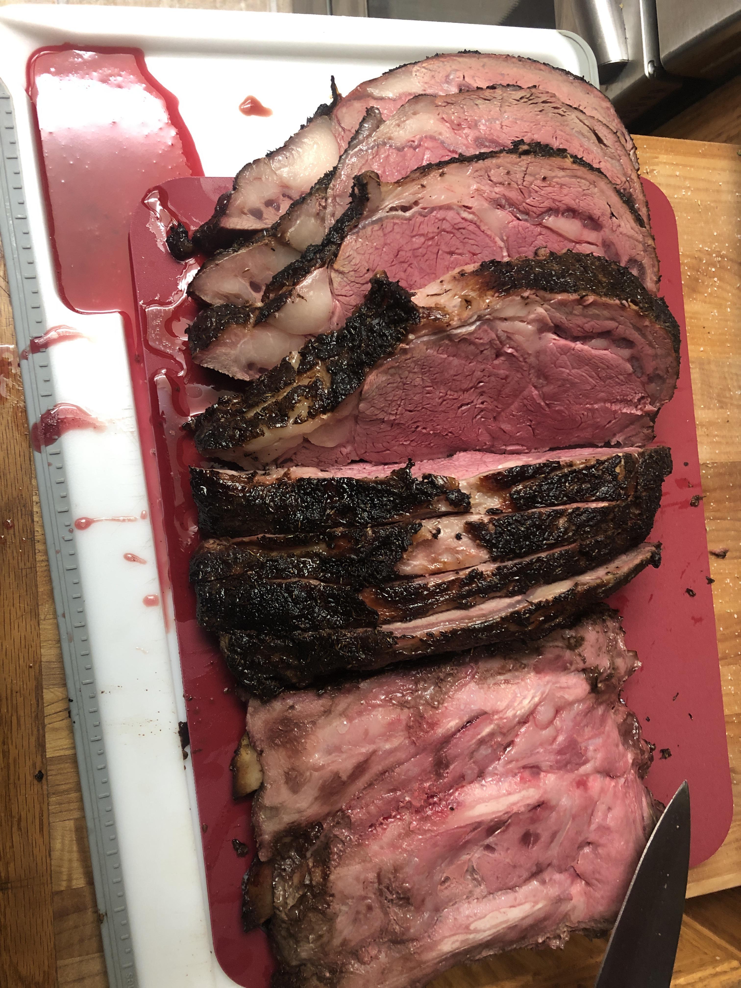 Smoked prime rib 3 hrs225 over oak, 5 minutes in the broiler. Pulled