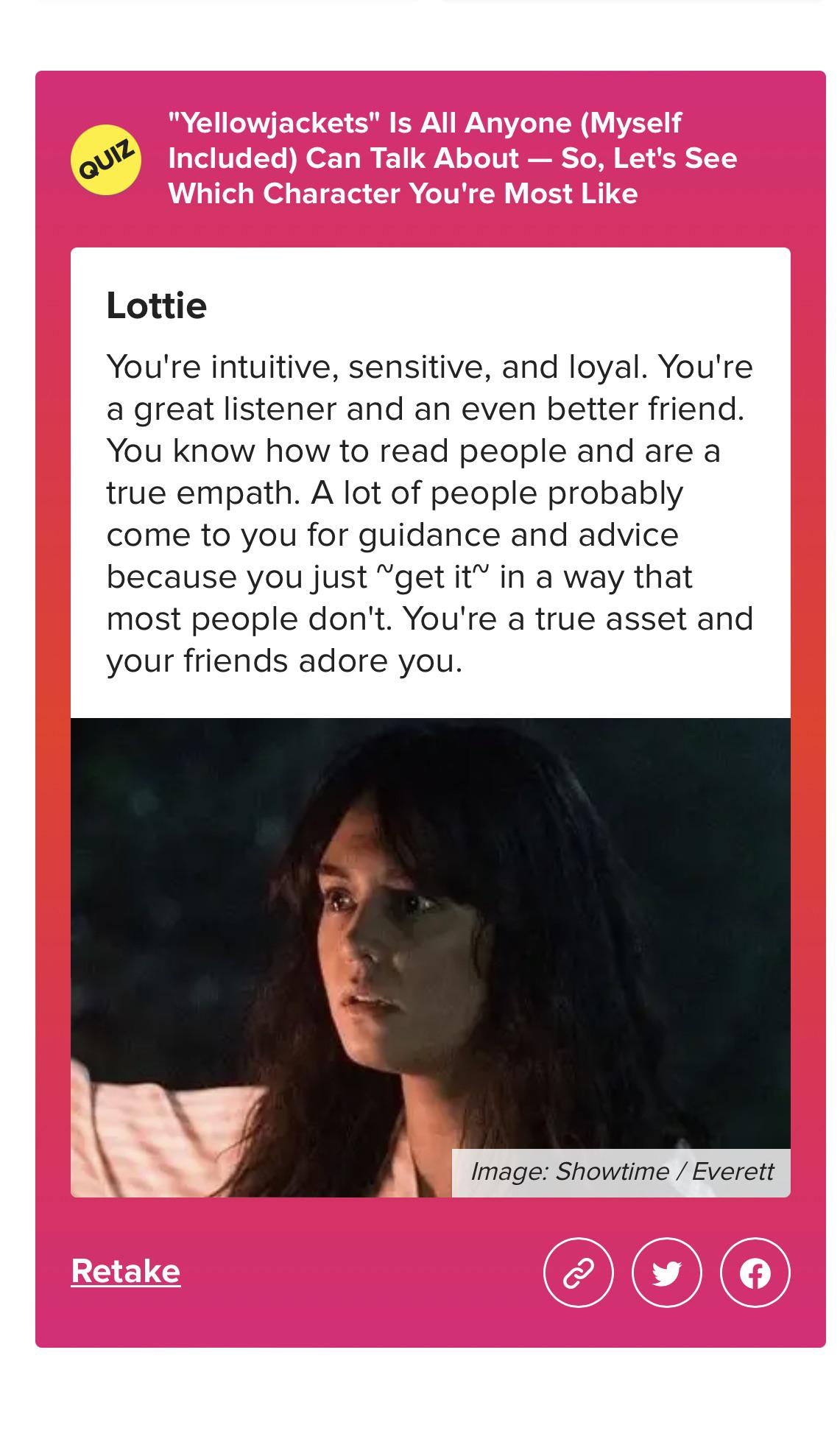 Buzzfeed has a quiz Yellowjackets