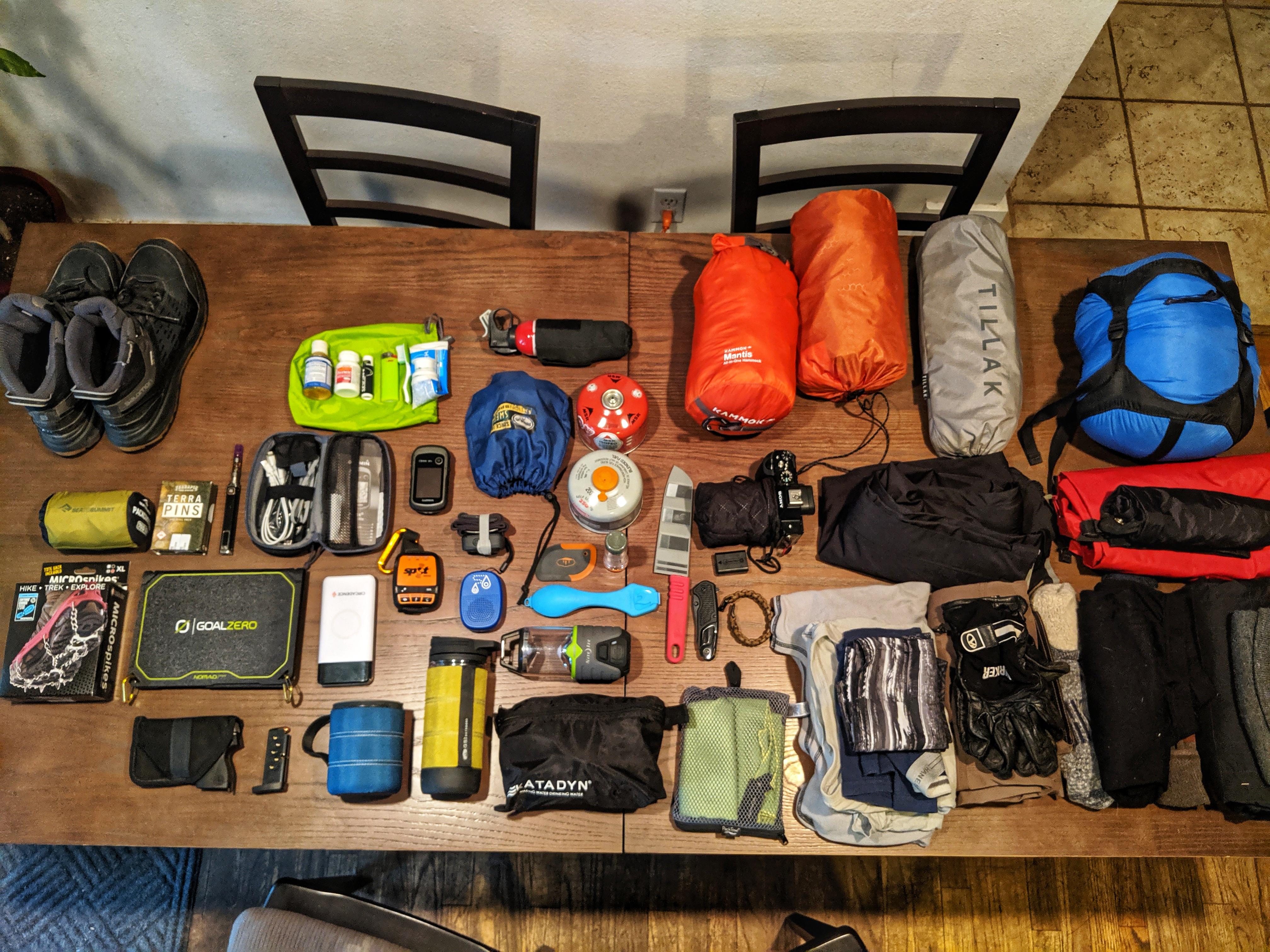 This was my packout for a recent 32mile, 4 day backpacking trip. Just