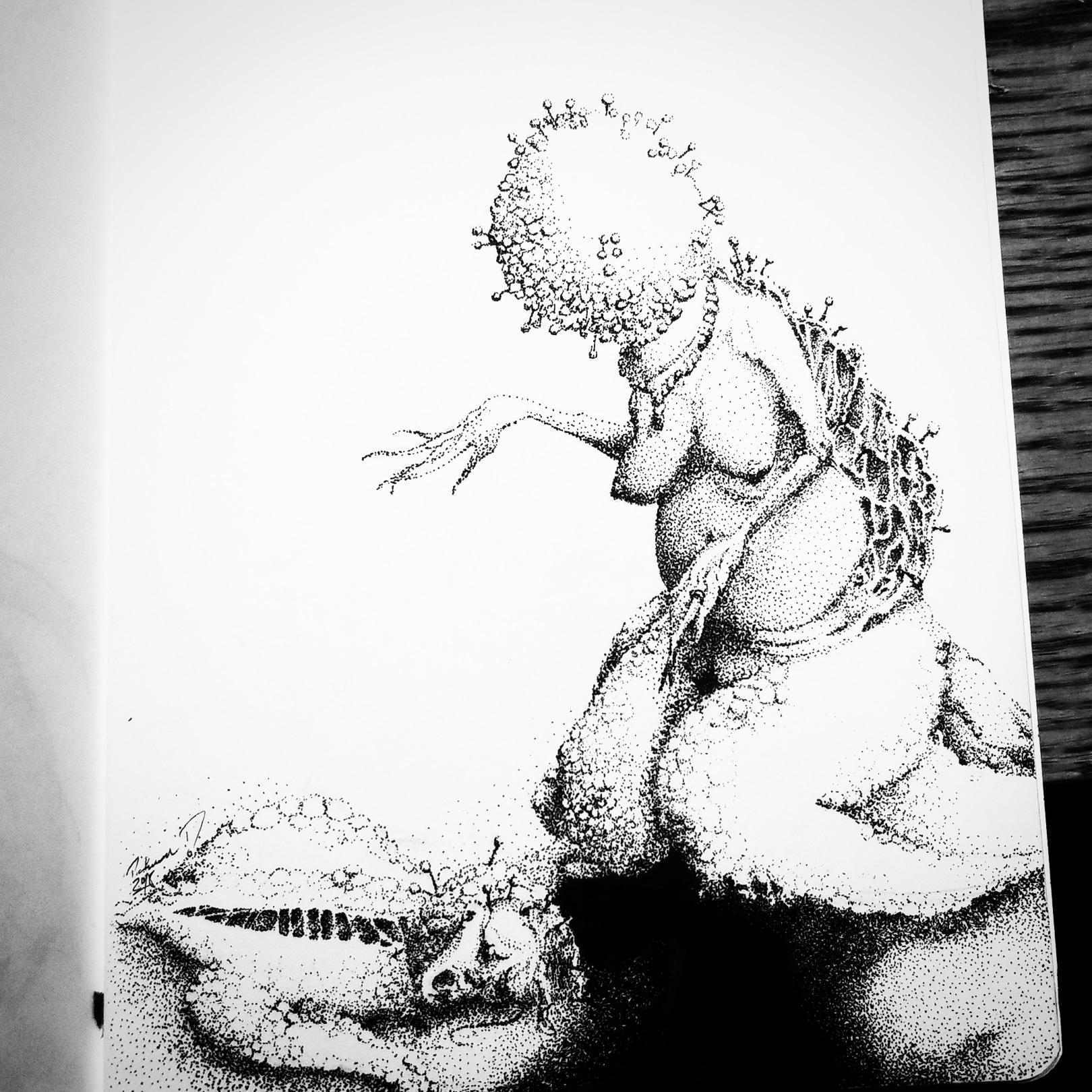 'Hereditary Suffering' inked w/ a 005 Micron. drawing