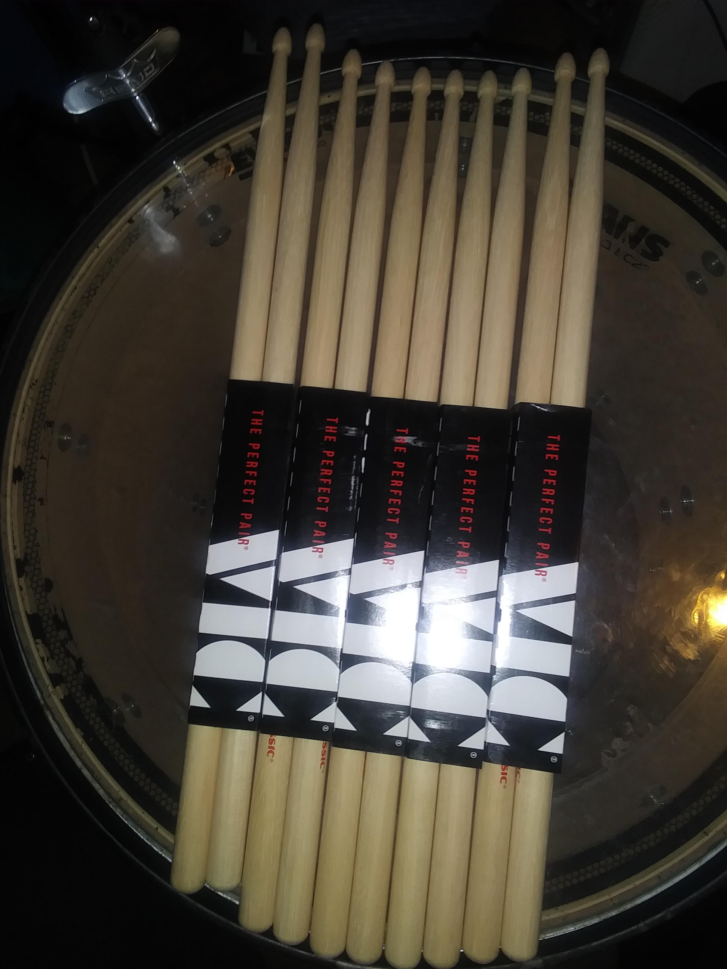 Although not as good as new cymbals or drums, new sticks are an