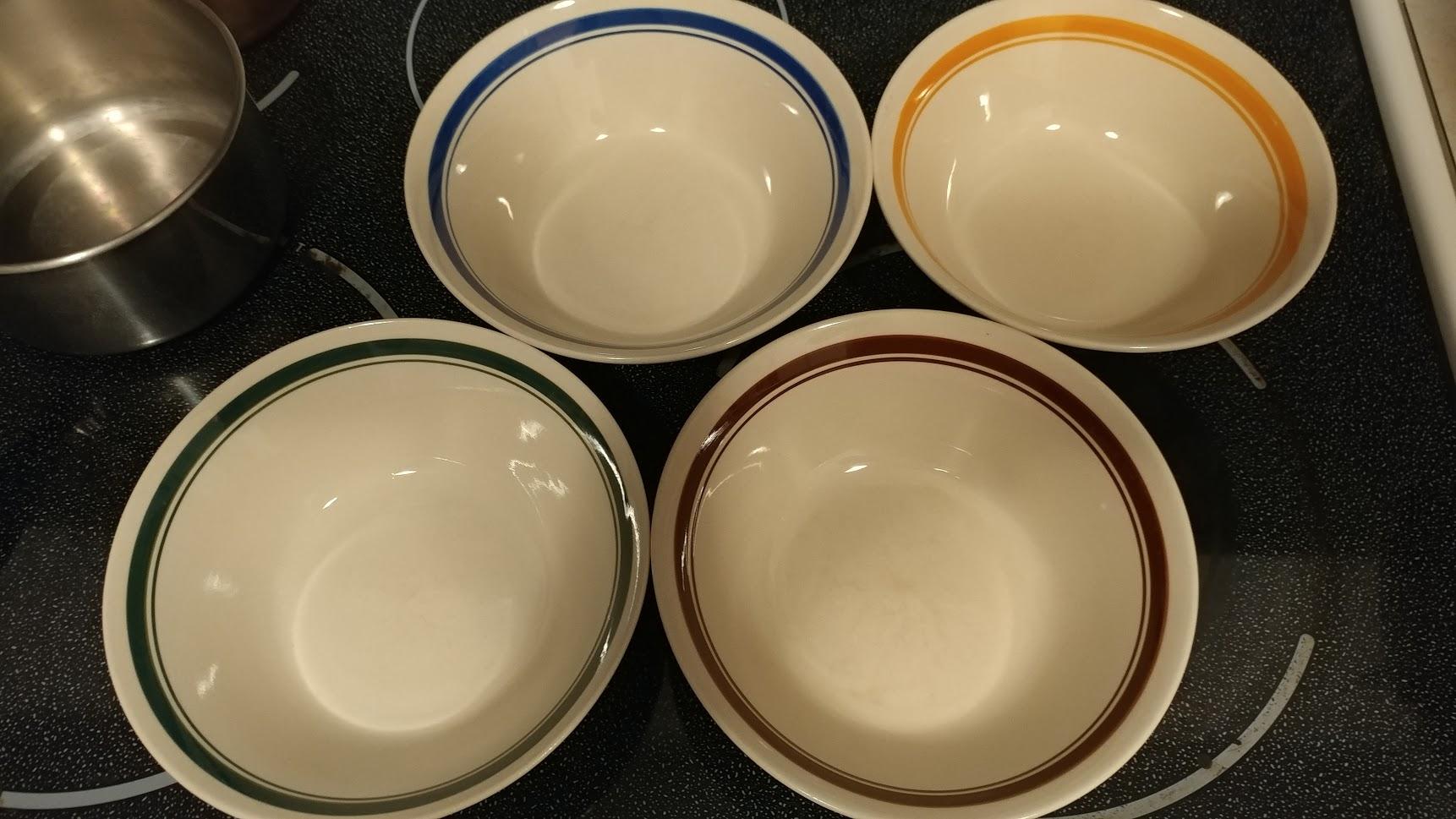 Stoneware bowls purchased in at a yard sale 1982, still in mint condition. r/mildlyinteresting