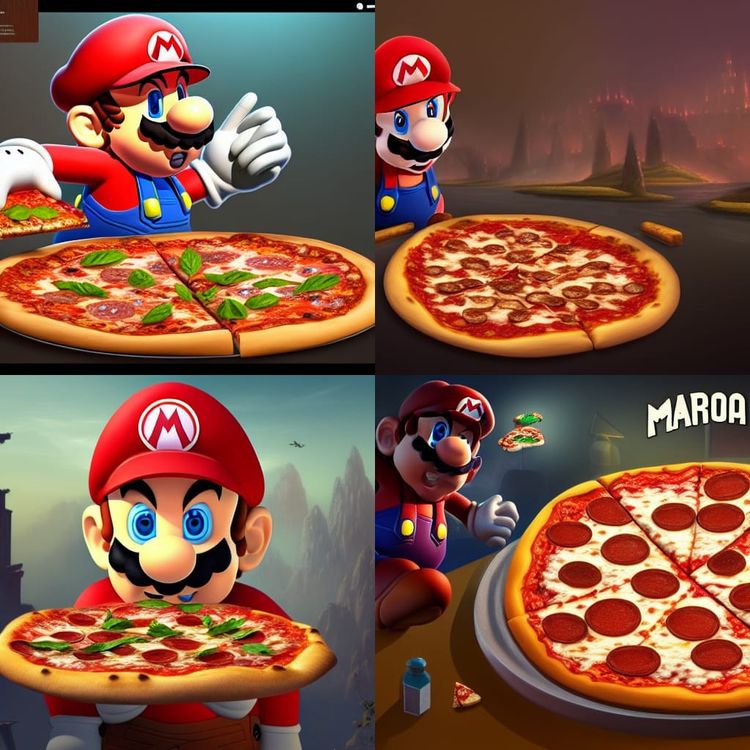 AI artwork of Mario and pizza r/Mario