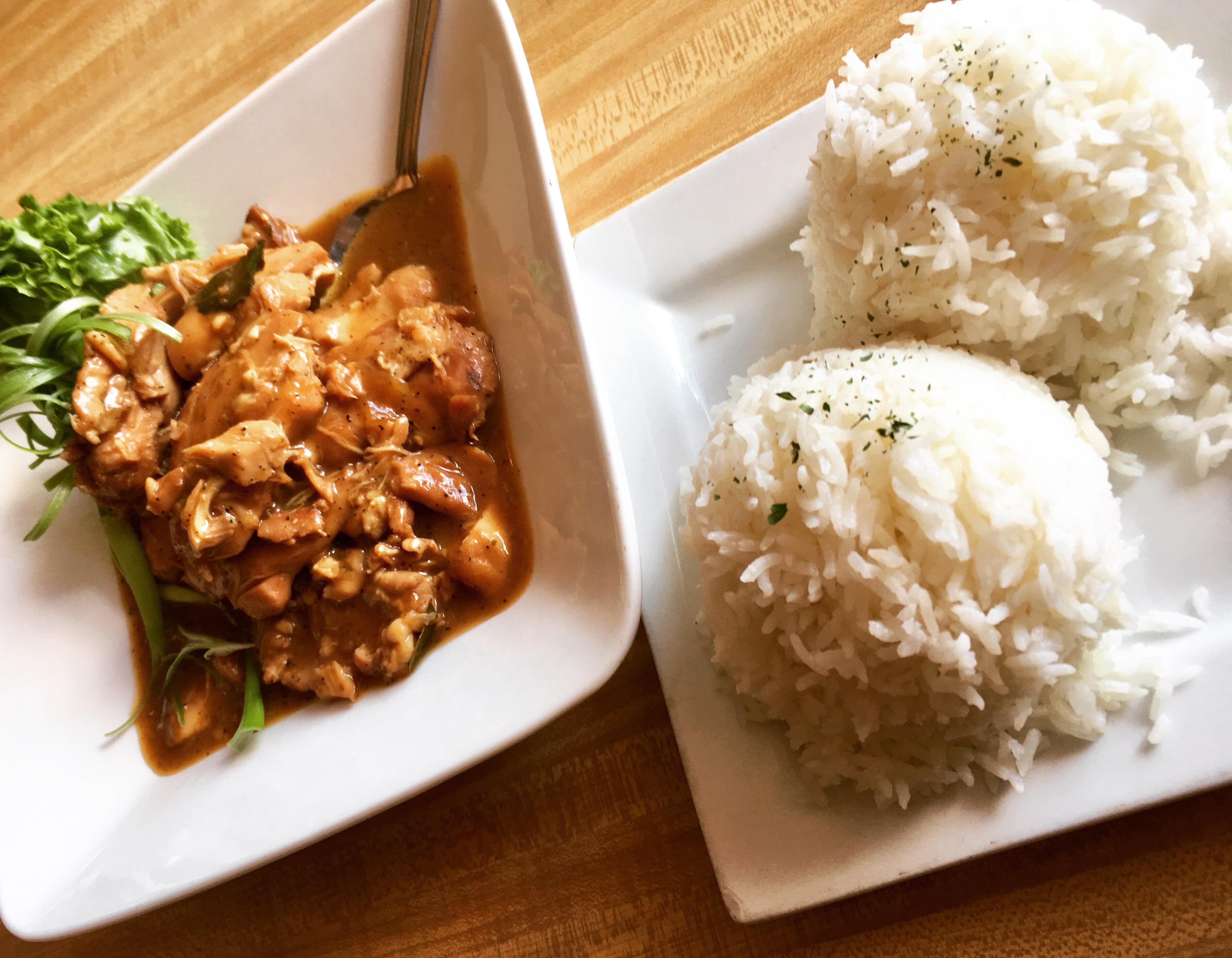 Chicken Adobe and Rice A Stew of Chicken Marinated in Garlic, Vinegar