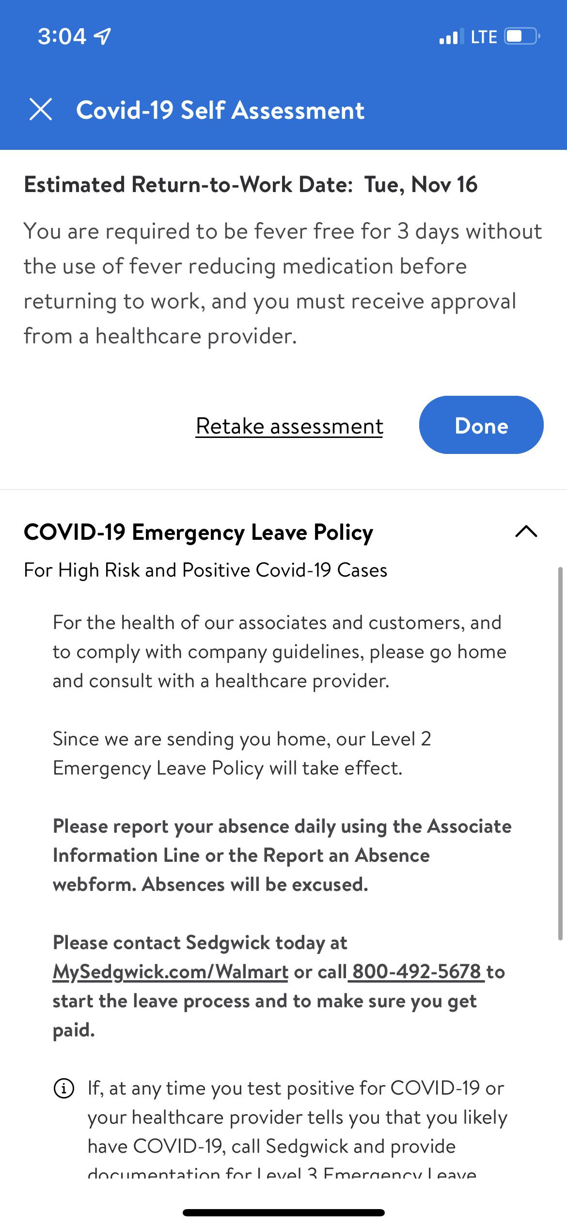 Will Sedgwick pay me for a failed health assessment? I am fairly