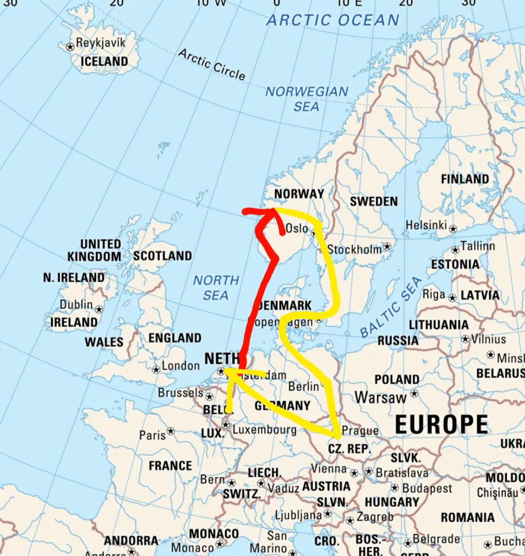a pilgrimage from the Netherlands Norway Czechia? (info in comments
