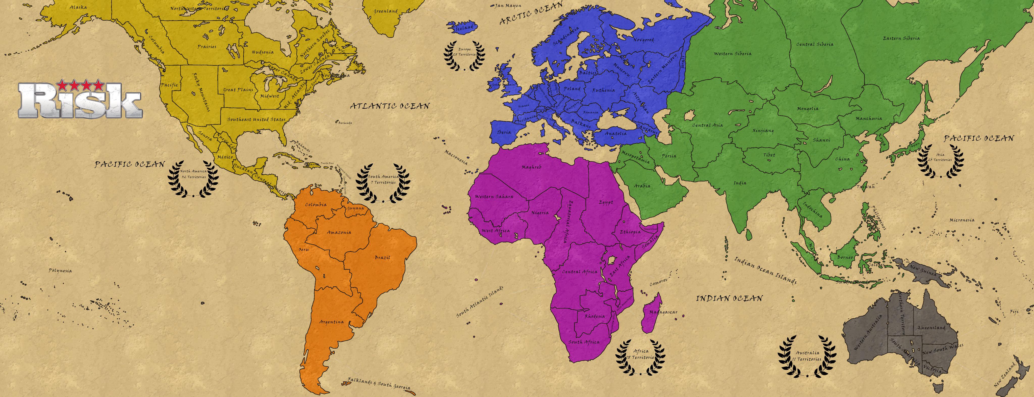 Realistic Risk Board Game Map