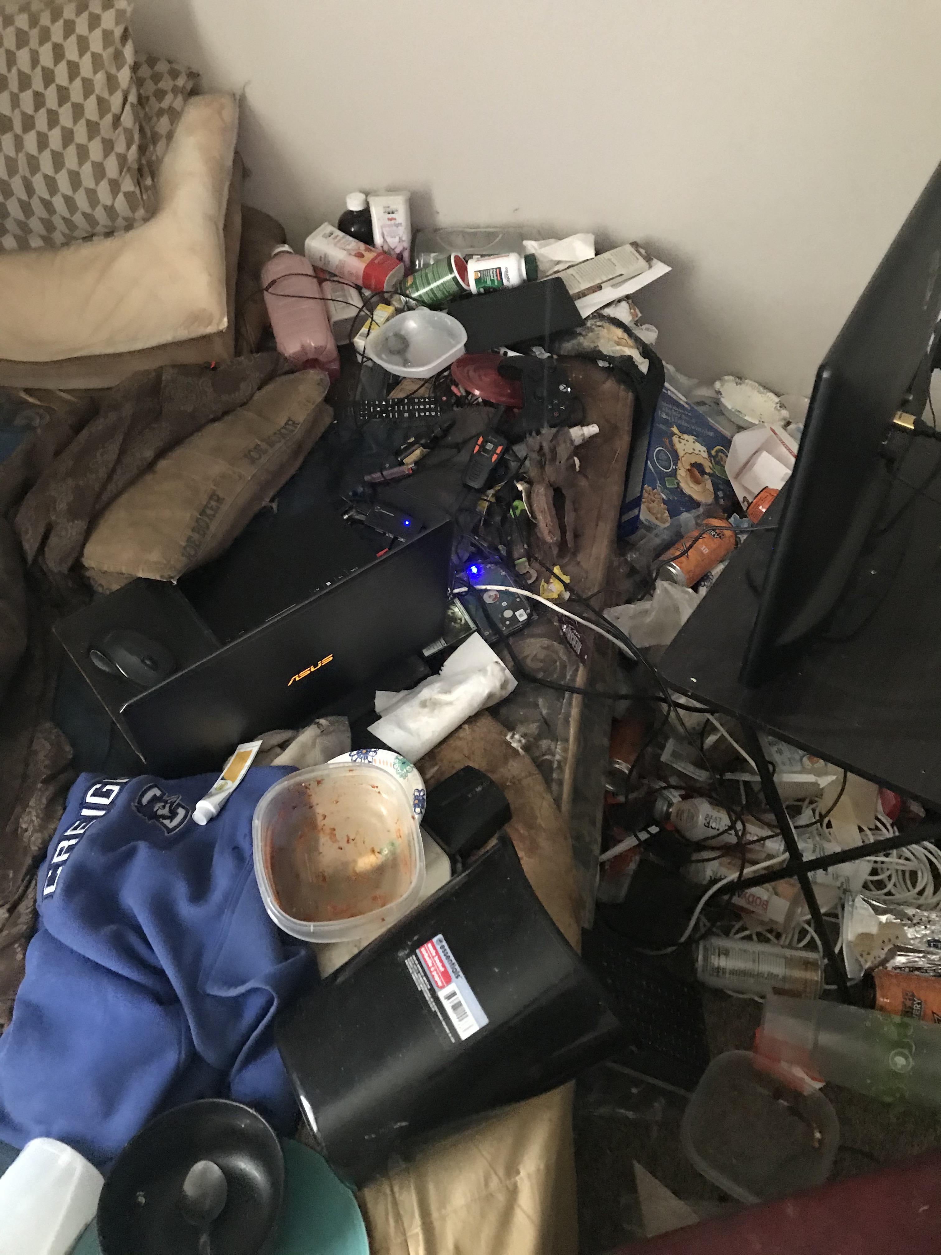 My brother's bed. Can you spot the incense burning on the mattress