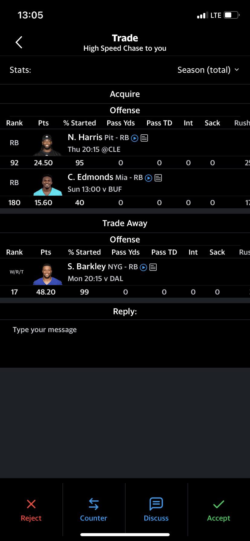 Do i make this trade (i get najee)(this is a keeper league and i got