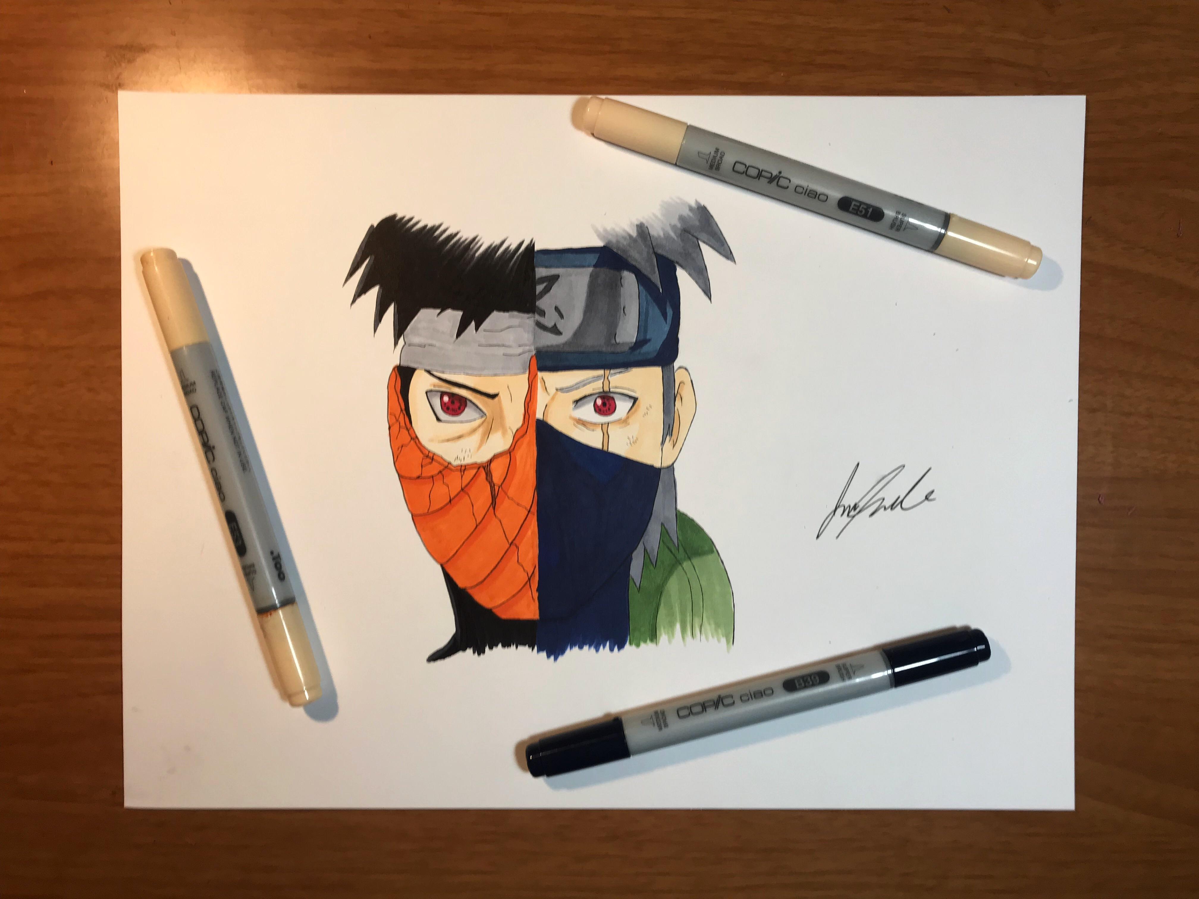 Kakashi Obito And Face Drawing