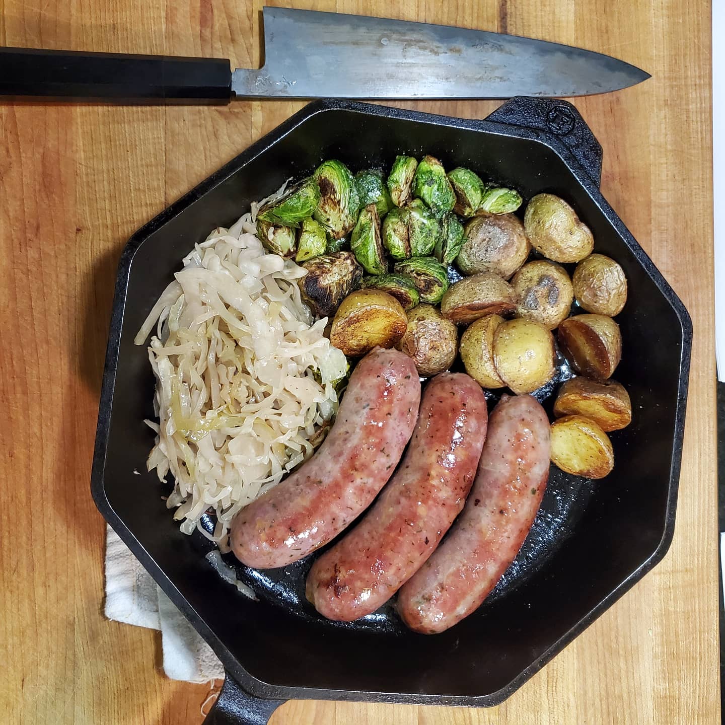 tonight's dinner My Fennel & Rosemary Sausages w My Own Sauerkraut