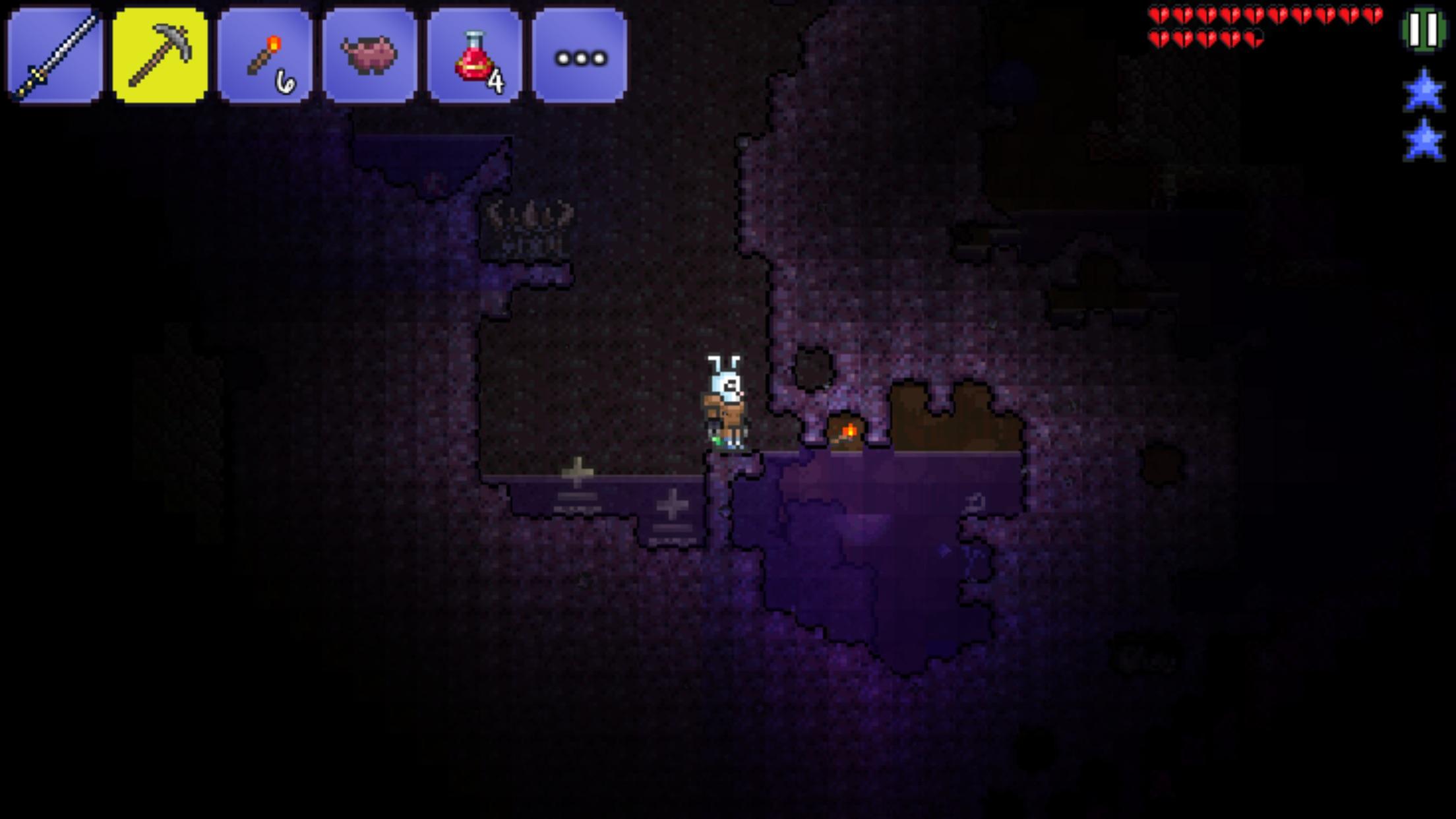 Half a shadow orb. Silly mobile world gen. r/Terraria