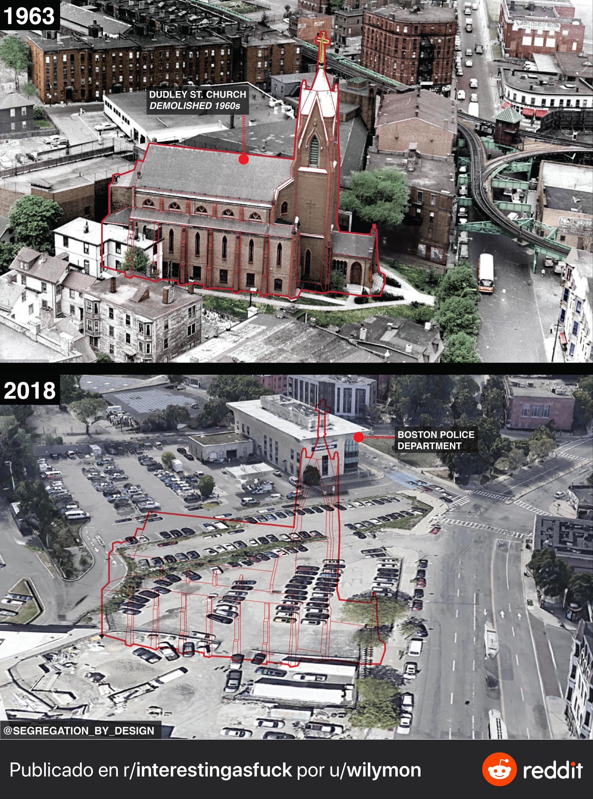 Photo showing the effects of “Urban Renewal” program in Boston, which