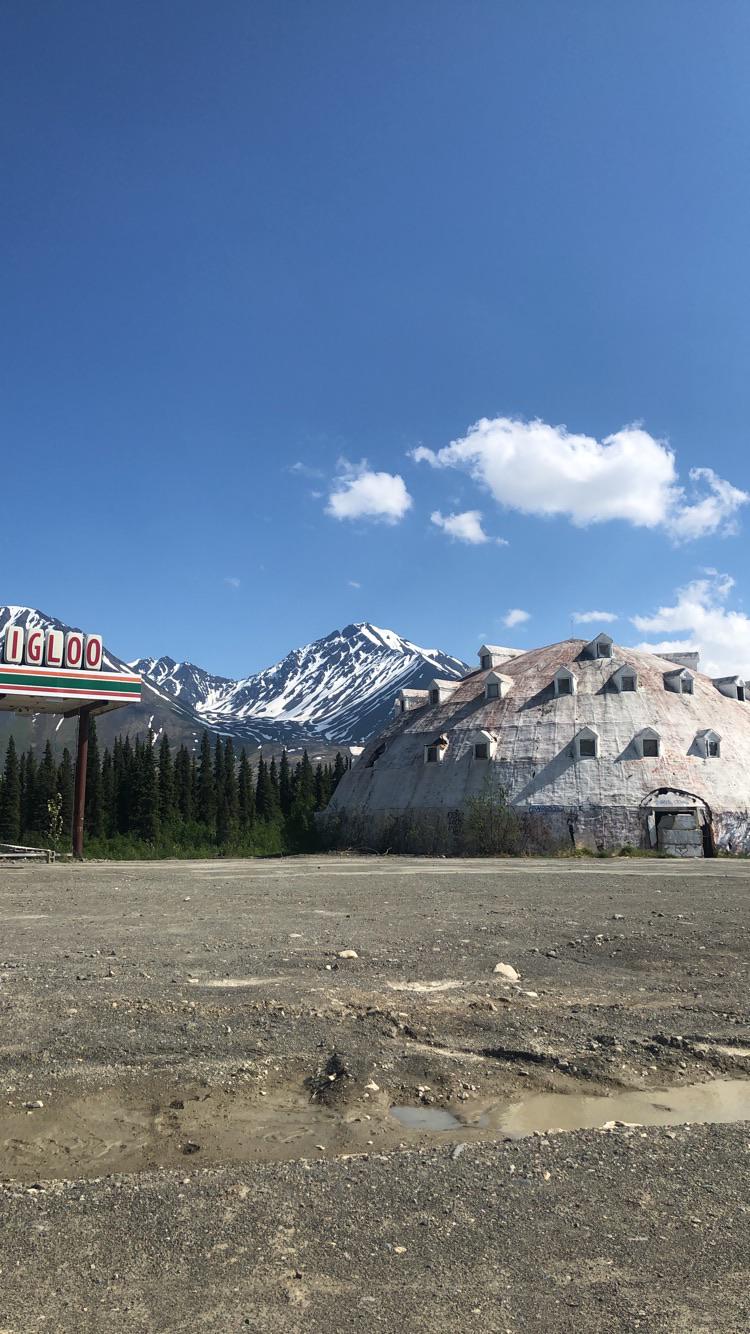 Abandoned Igloo Hotel 22 miles south of Cantwell, Alaska. About 200