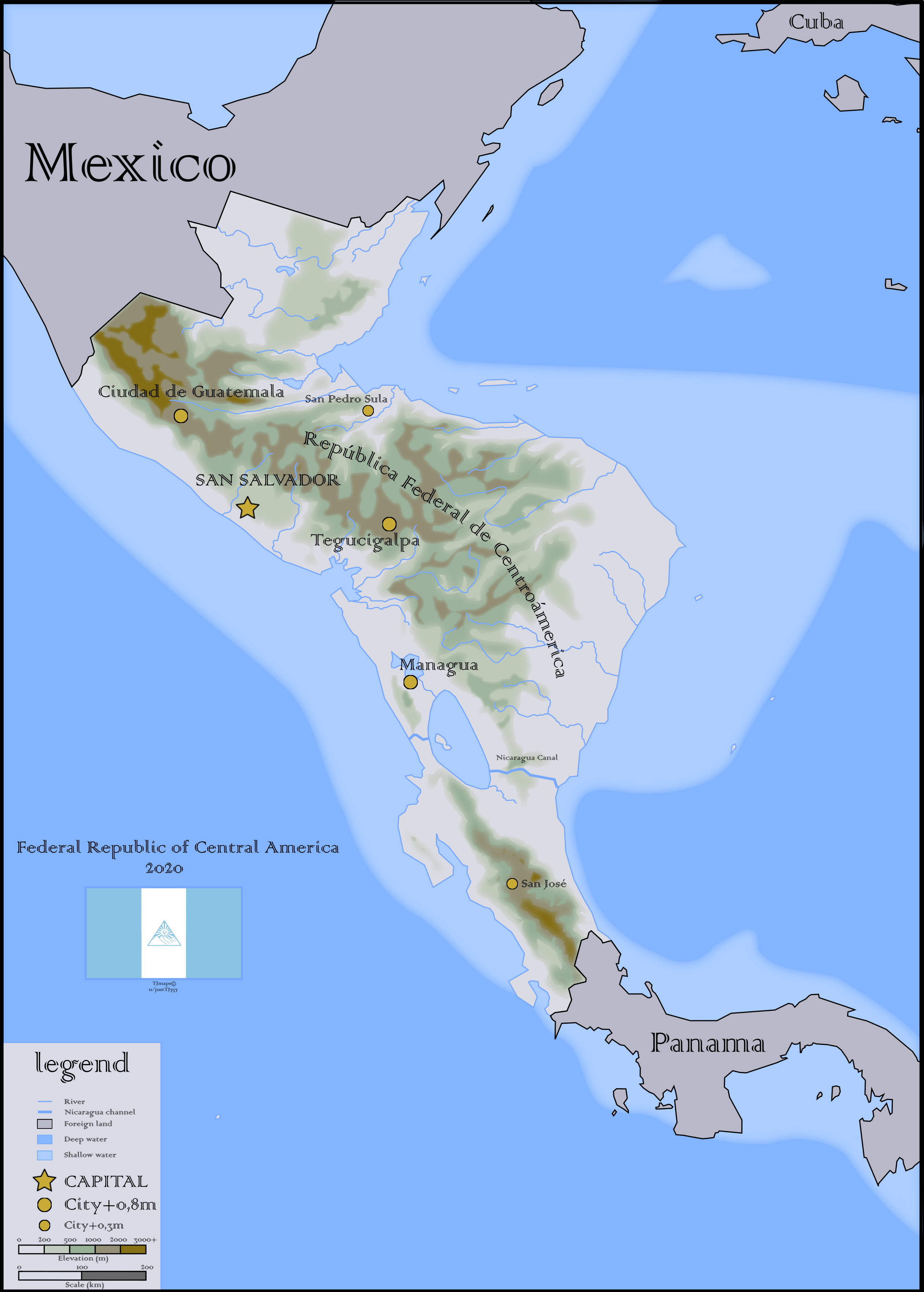 Alternate Central America Map If the Federal Republic of Central America still existed today