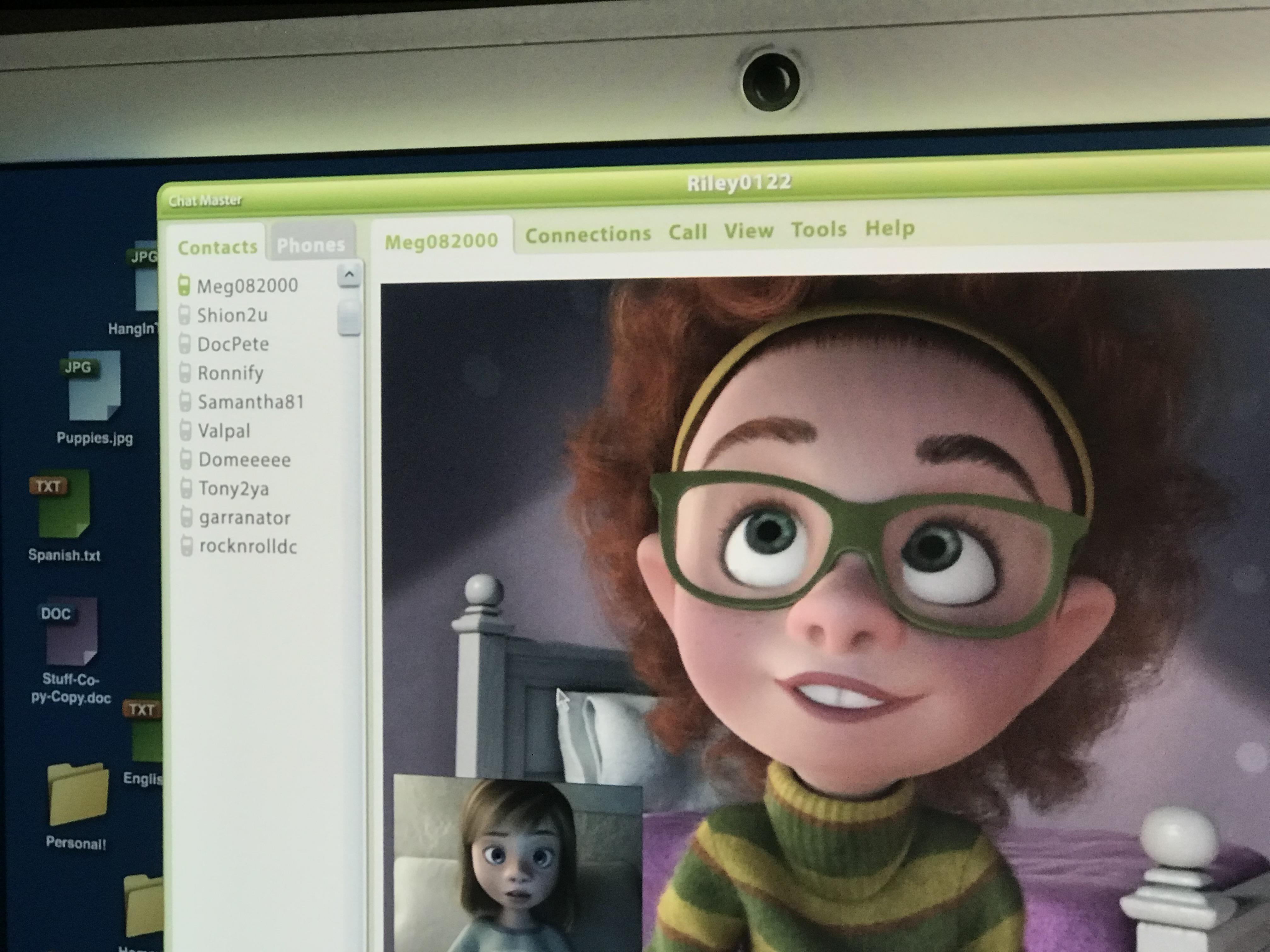 During “Inside Out” Riley video calls her friend in Minnesota, and you