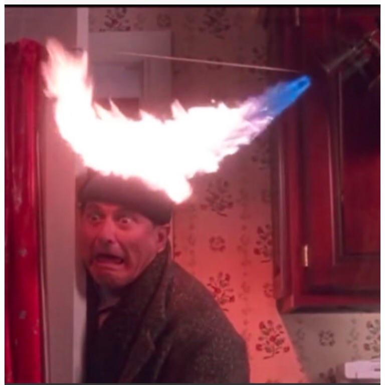 The scene where Harry got fire on his head is the best home alone trap