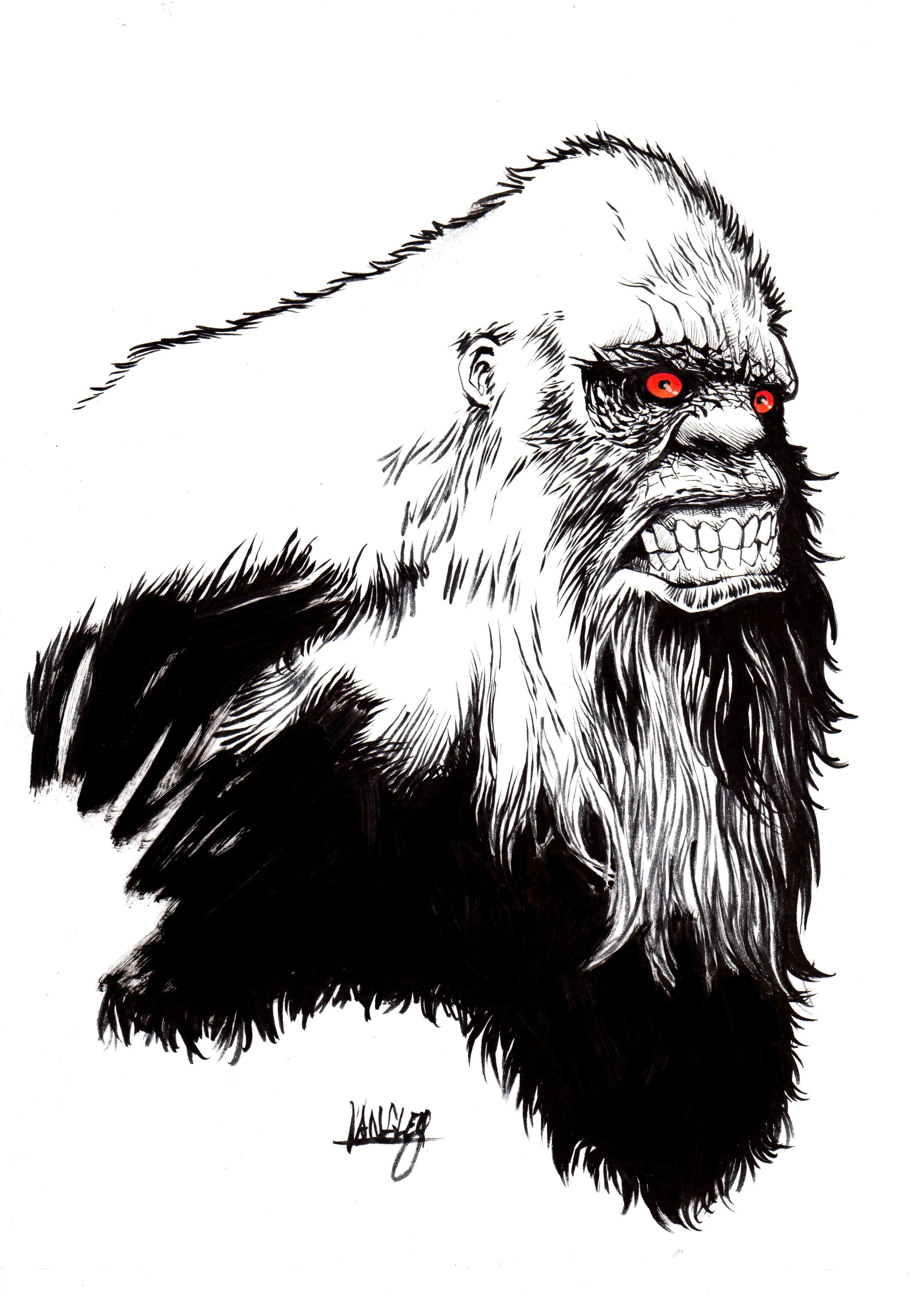 Another Sasquatch drawing. Pen & ink, Copic markers for the eyes. r