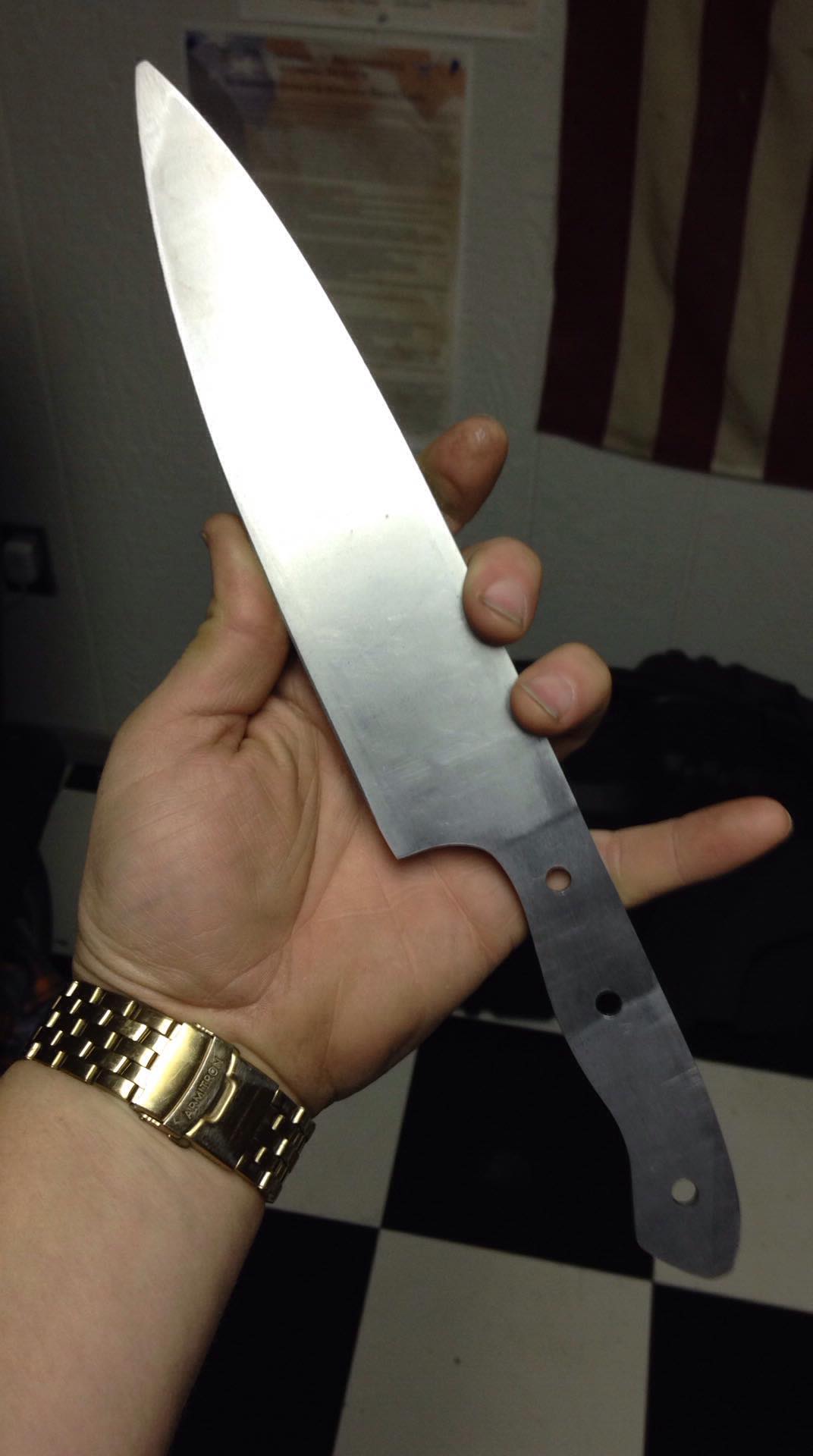 Working on my first chefs knife 1095 steel r/knifemaking